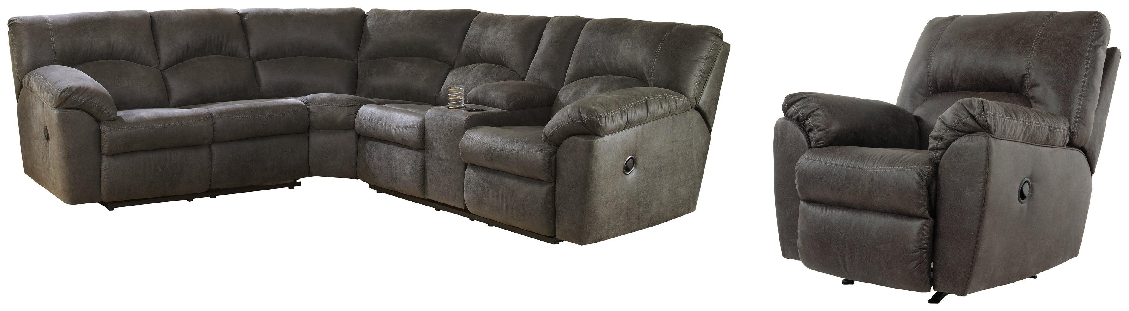 Tambo Pewter 2-Piece Sectional With Recliner - Image 2