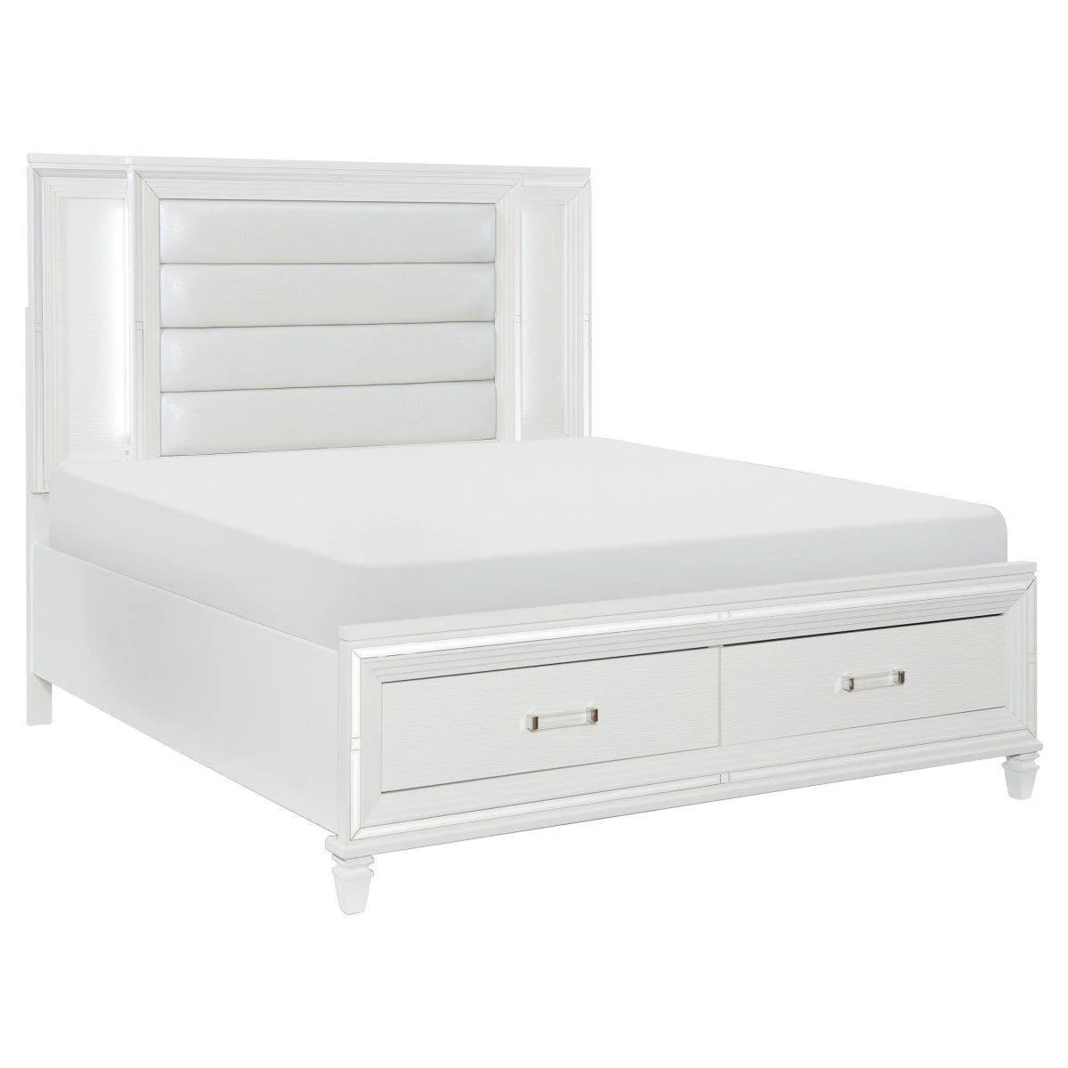 Tamsin White Faux Leather LED Storage Platform King Bed - Image 2