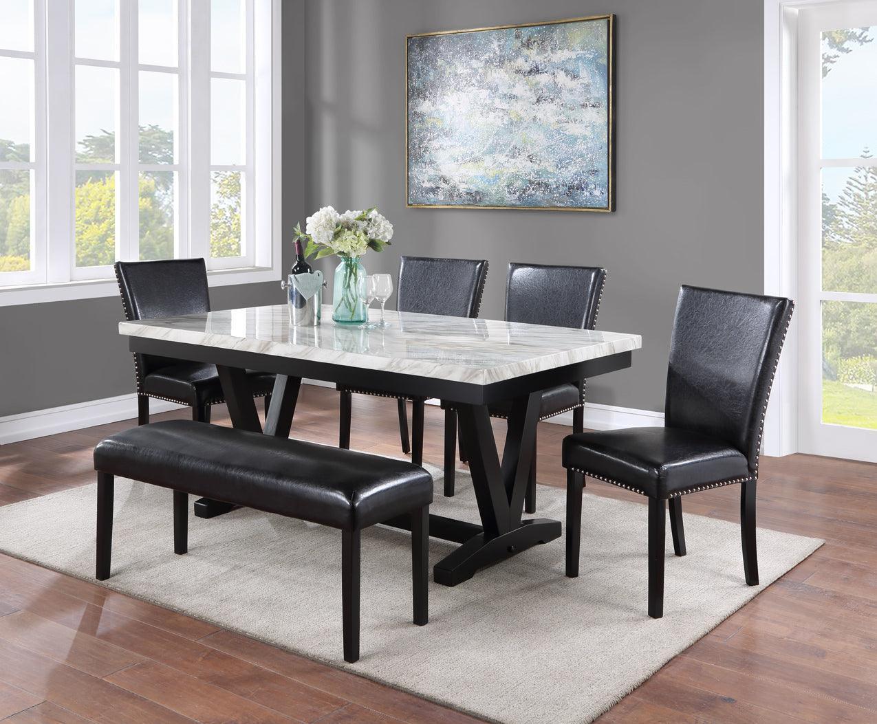 Tanner White Black Faux Marble Dining Room Set - Image 1