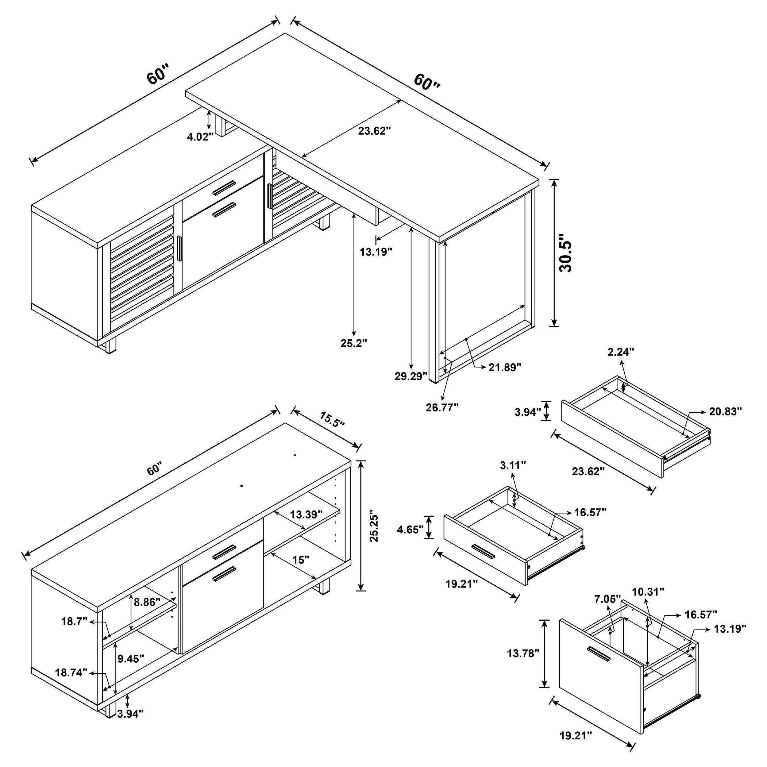 Turamba Brown L-Shaped Executive Desk - Image 2