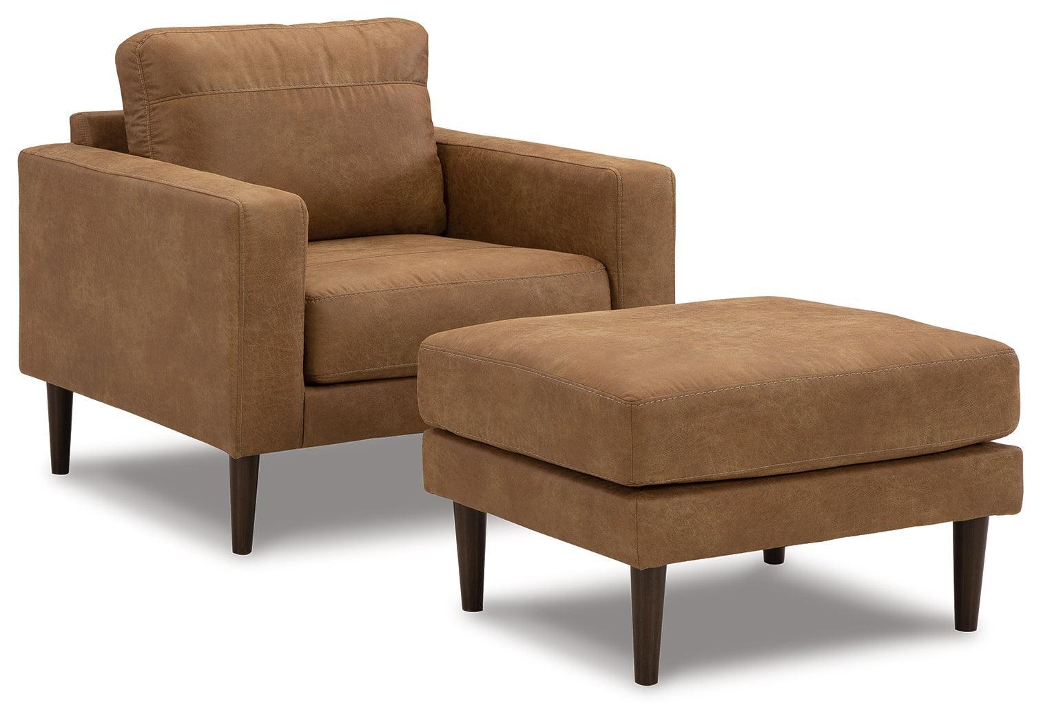 Telora Caramel Chair And Ottoman - Image 2