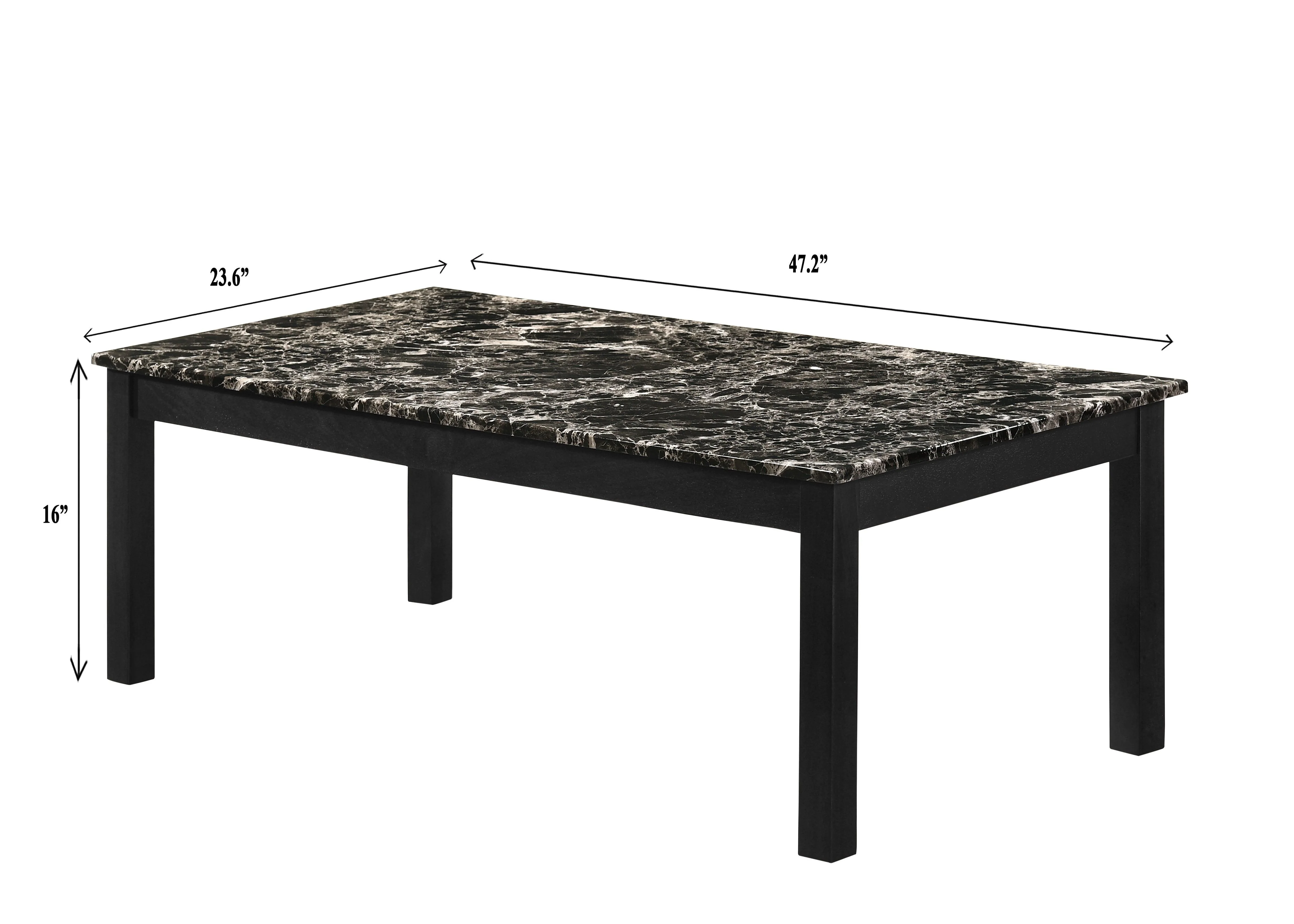 Thurner Black Faux Marble Top Cocktail Coffee Table - Image 3
