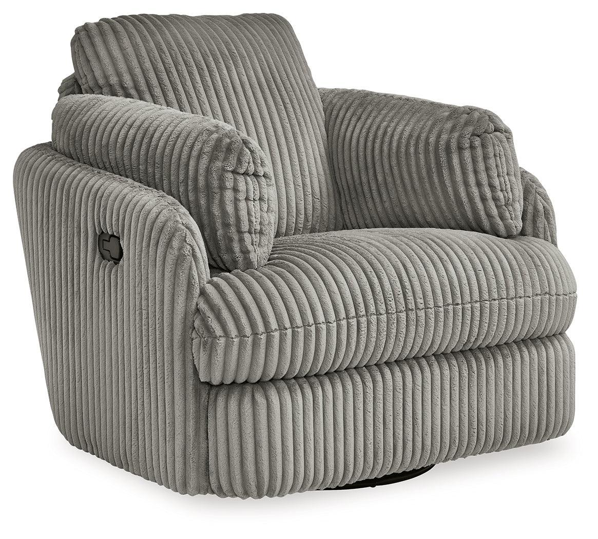 Tie-breaker Fog Velvet Swivel Glider Recliner - Image 2