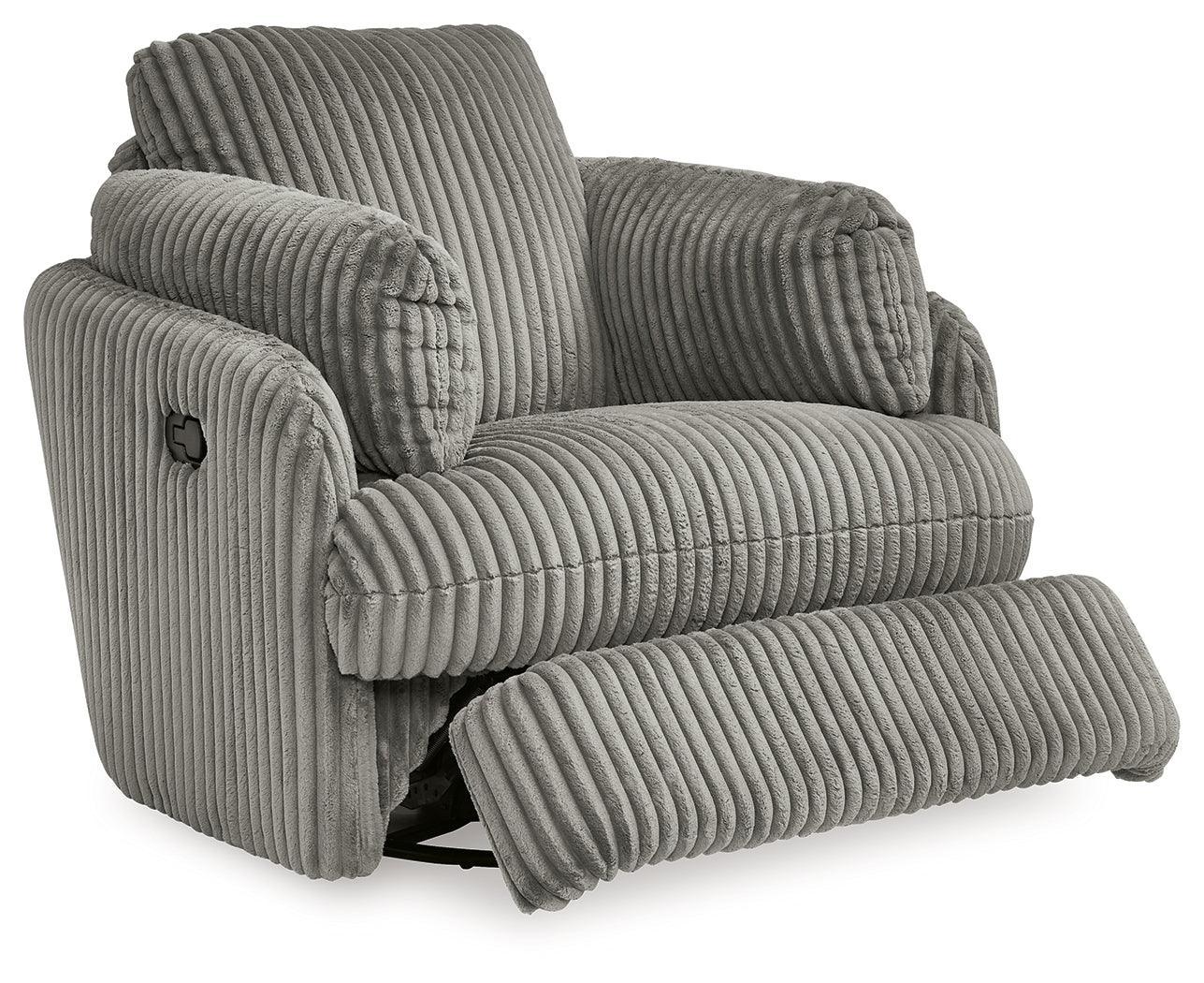 Tie-breaker Fog Velvet Swivel Glider Recliner - Image 3