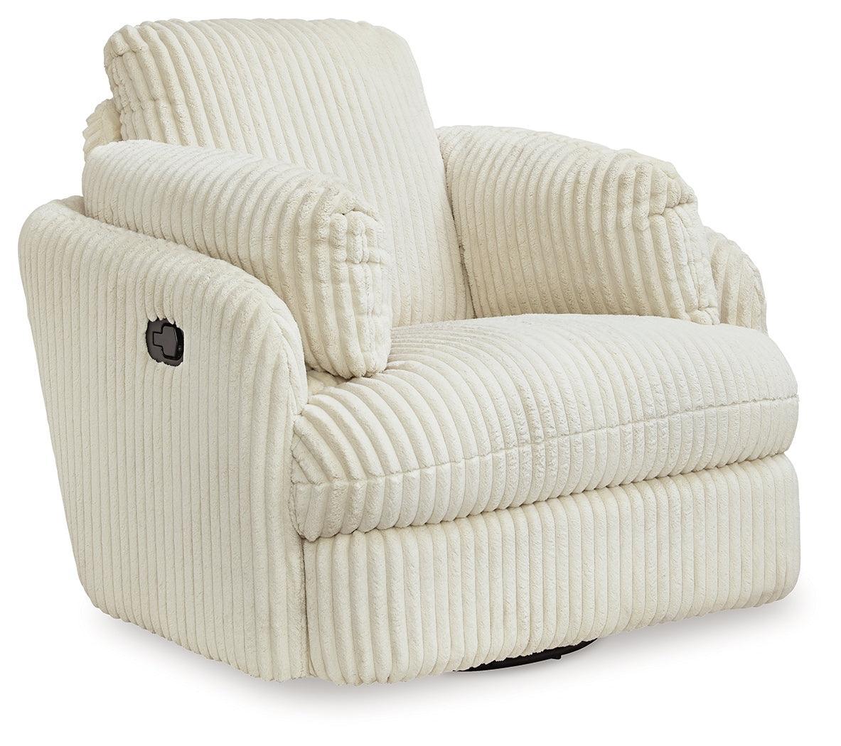 Tie-breaker Ivory Velvet Swivel Glider Recliner - Image 2