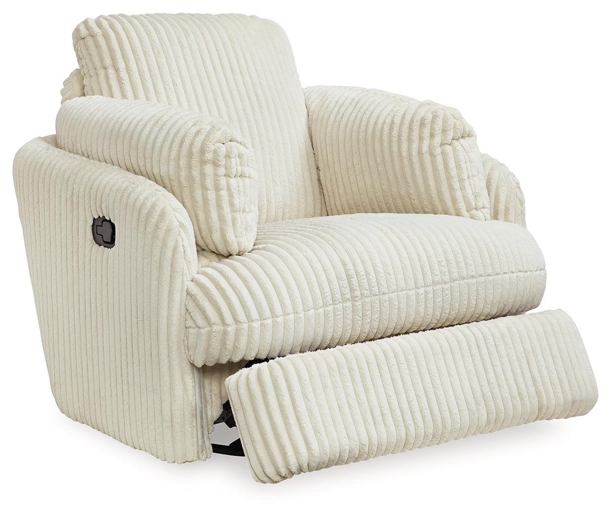 Tie-breaker Ivory Velvet Swivel Glider Recliner - Image 3