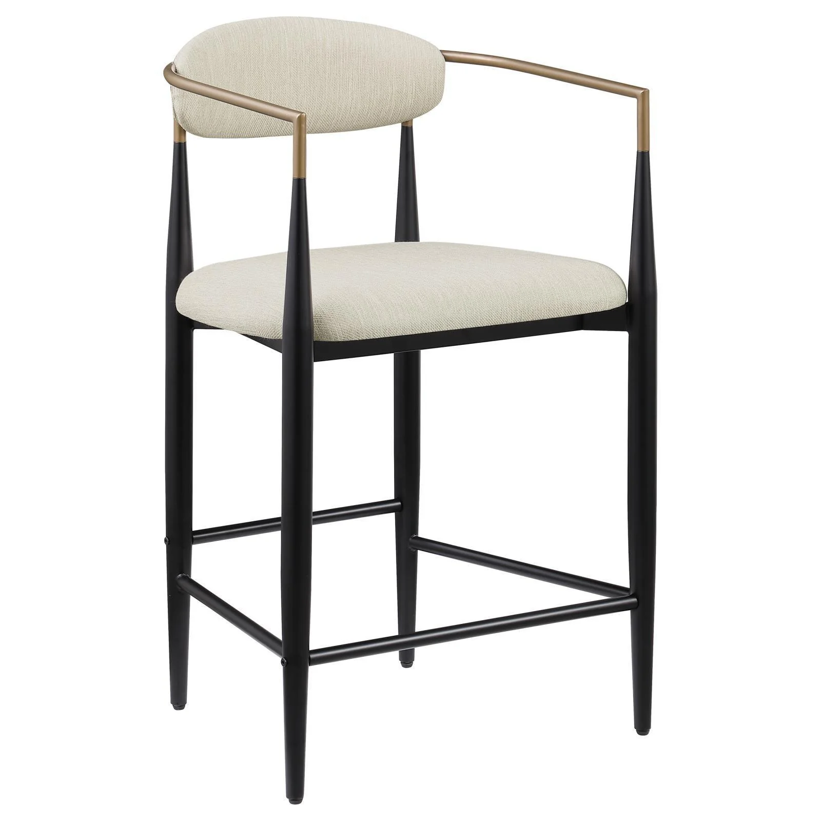 Tina Metal Counter Height Bar Stool With Upholstered Back Seat Beige (Set of 2) - Image 3