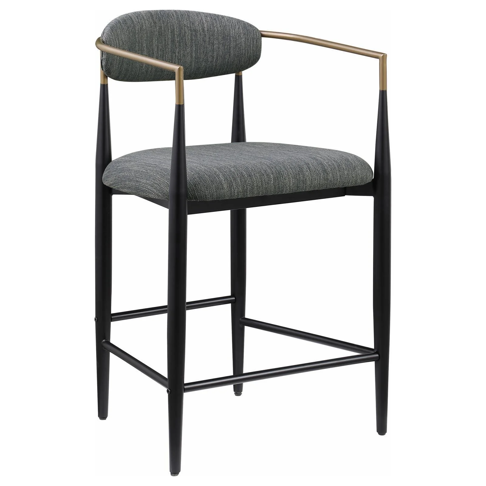 Tina Metal Counter Height Bar Stool With Upholstered Back Seat Dark Gray (Set of 2) - Image 3