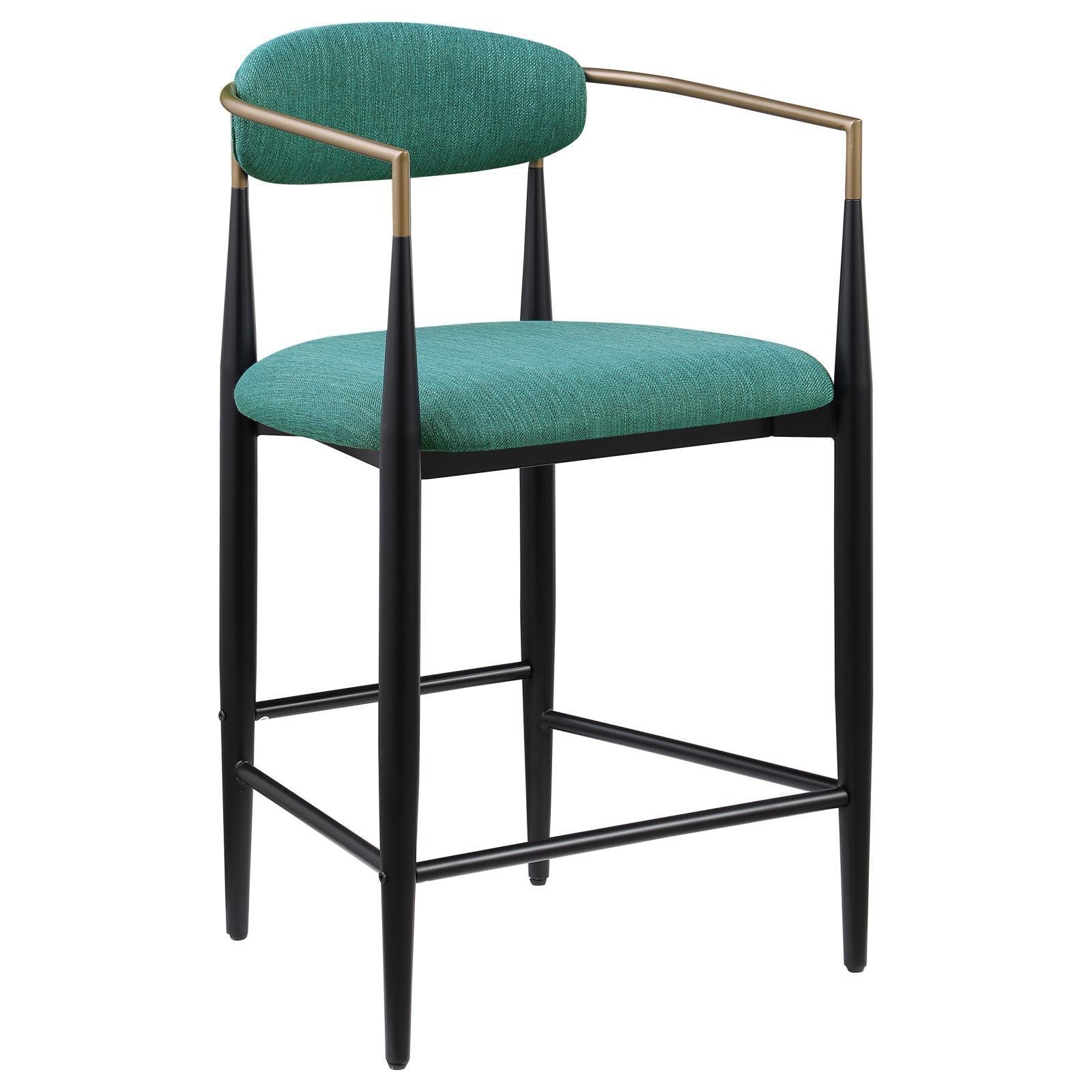 Tina Metal Counter Height Bar Stool With Upholstered Back Seat Green (Set of 2) - Image 3