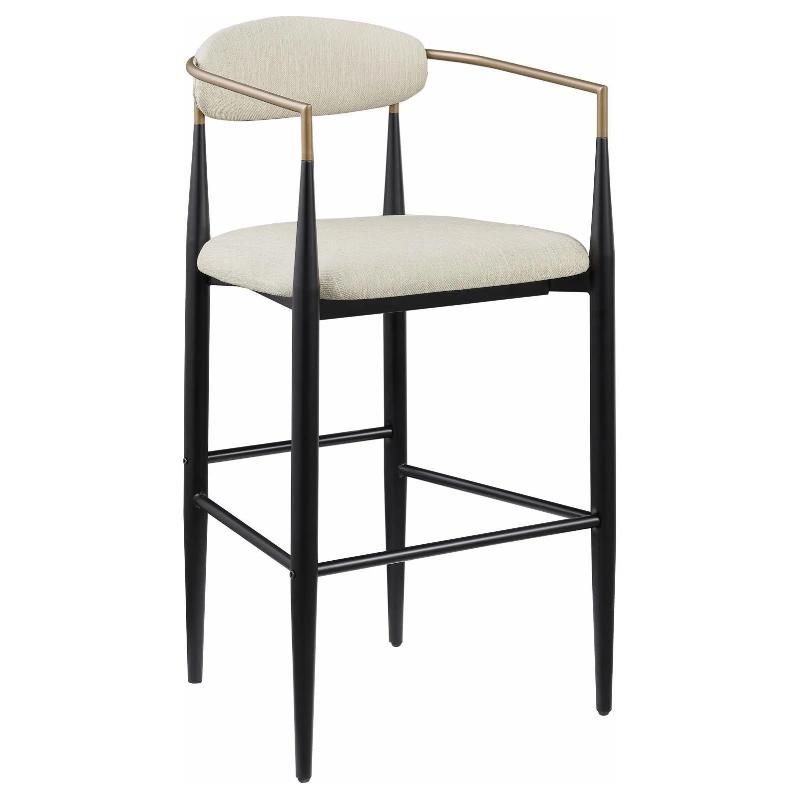 Tina Metal Pub Height Bar Stool With Upholstered Back Seat Beige (Set of 2) - Image 3