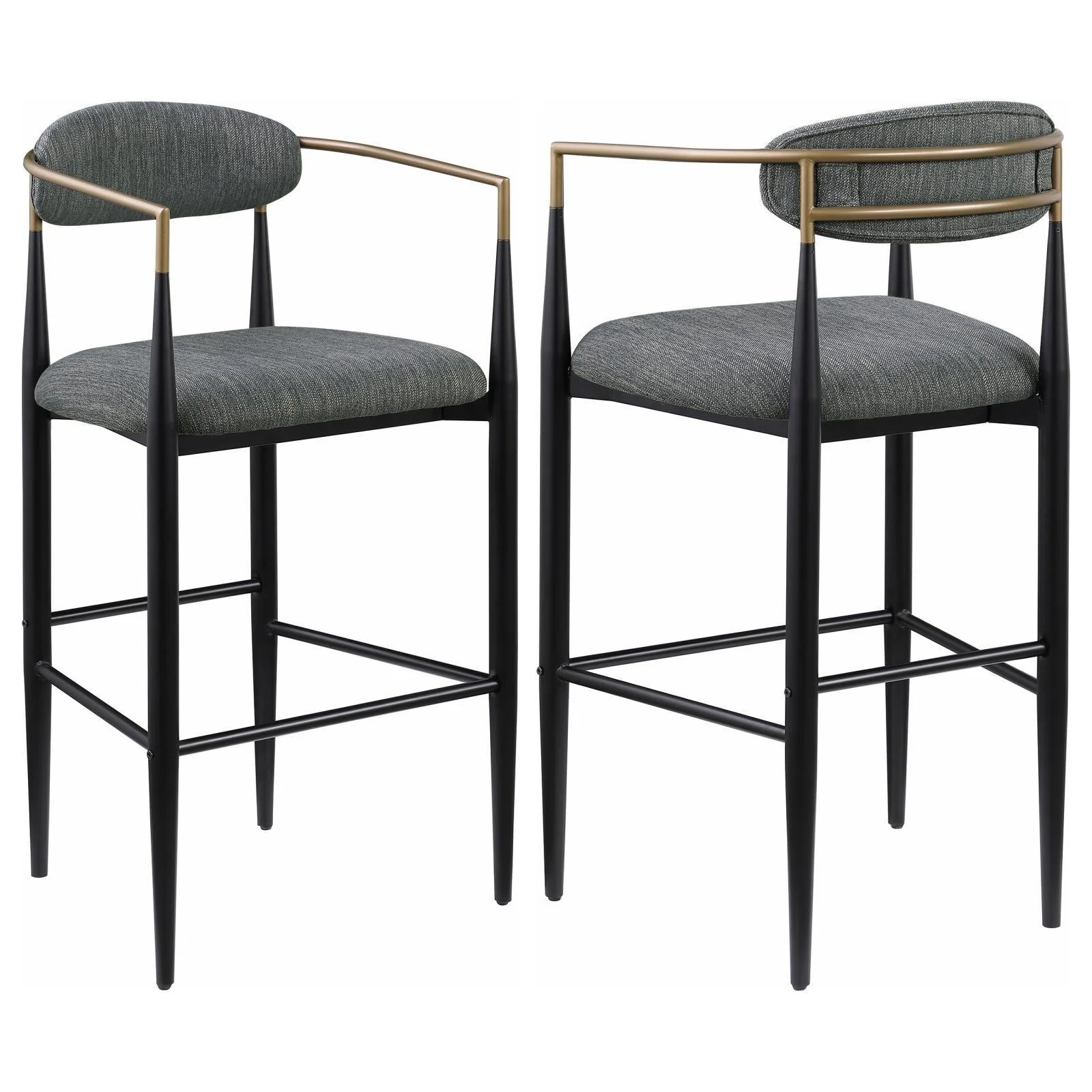 Tina Metal Pub Height Bar Stool With Upholstered Back Seat Dark Gray (Set of 2) - Image 1