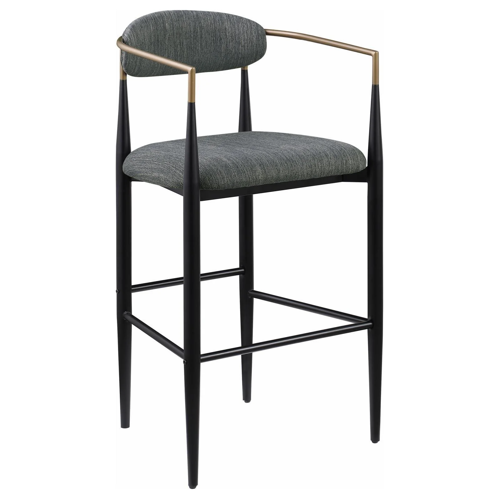 Tina Metal Pub Height Bar Stool With Upholstered Back Seat Dark Gray (Set of 2) - Image 3