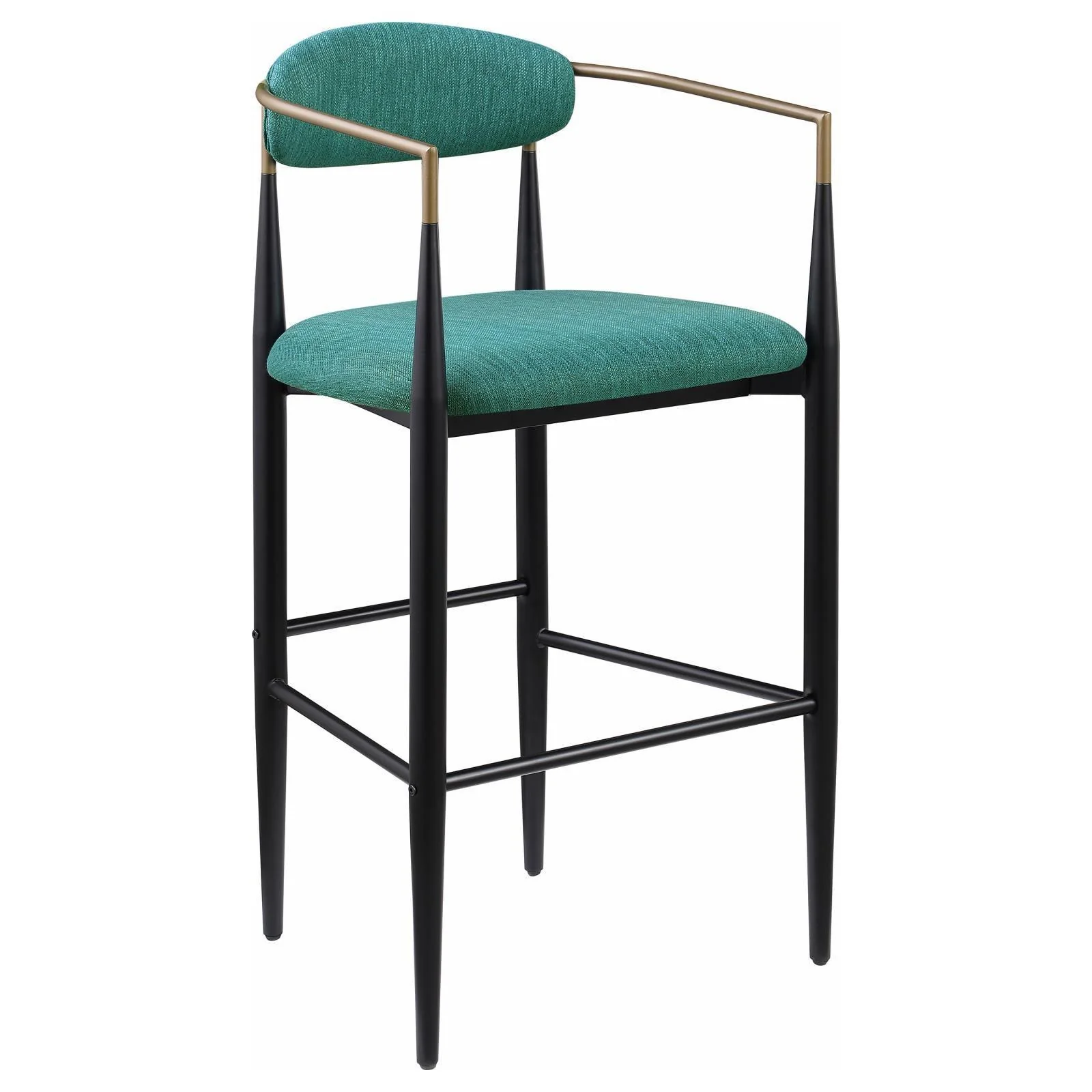 Tina Metal Pub Height Bar Stool With Upholstered Back Seat Green (Set of 2) - Image 3