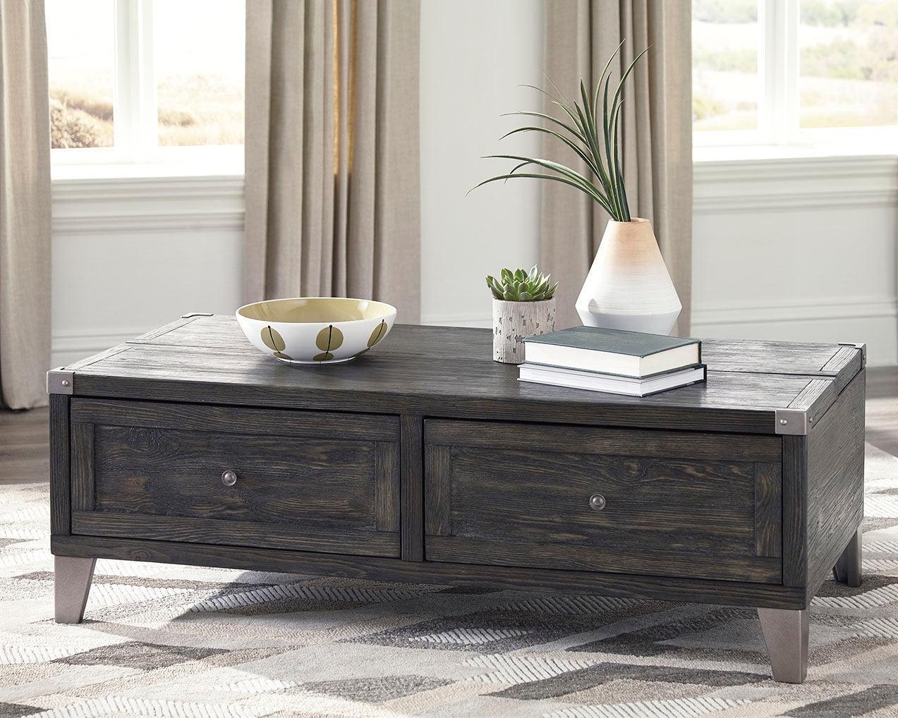 Todoe Dark Gray Coffee Table With 1 End