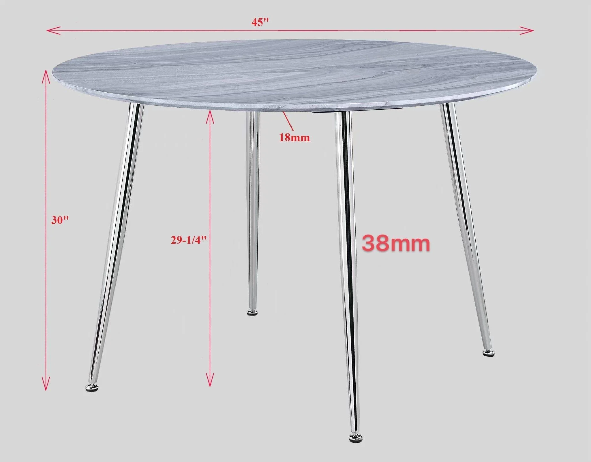 Tola Silver Faux Marble Fabric Round Dining Room Set - Image 3