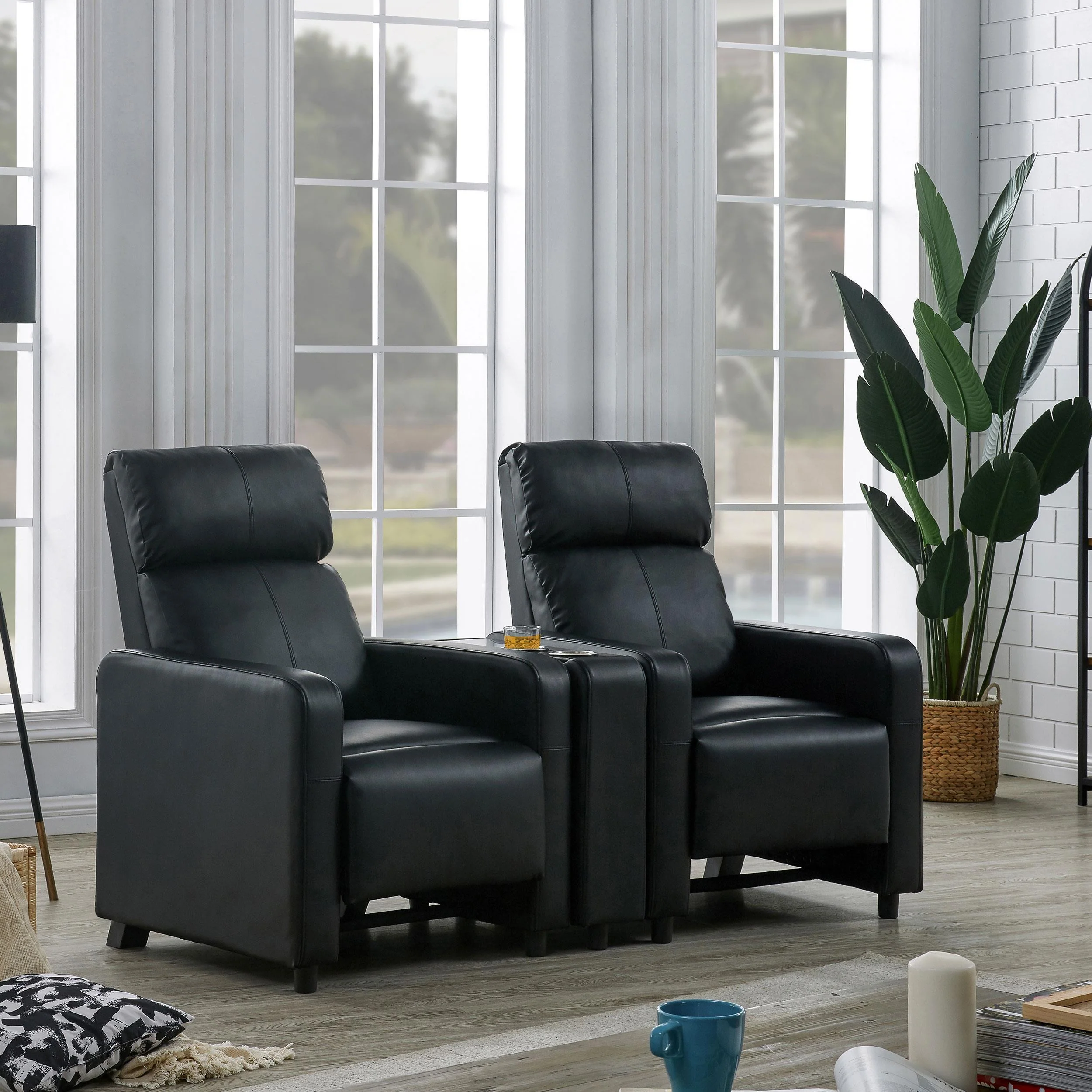 Toohey Upholstered Home Theater Storage Wedge Console Black - Image 2