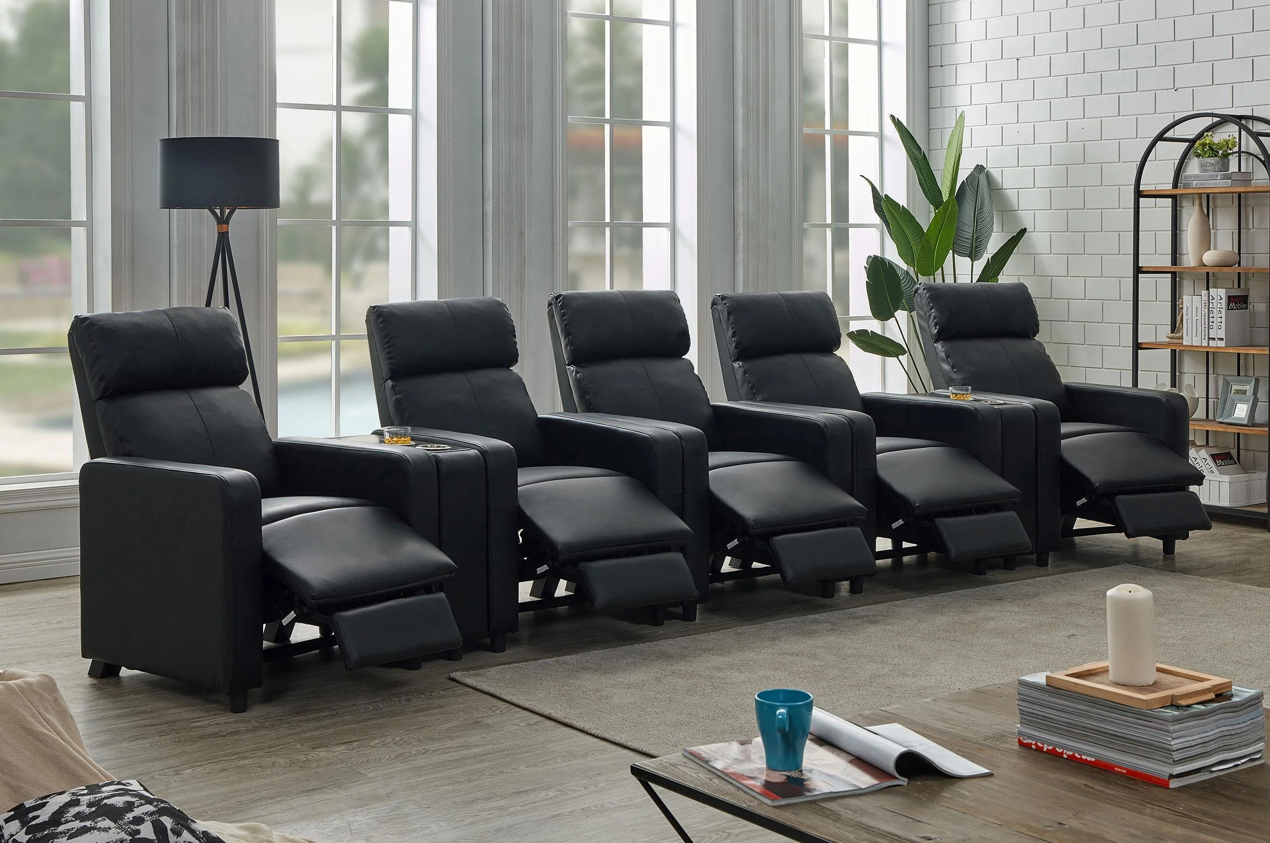 Toohey Upholstered Tufted Recliner Living Room Set Black - Image 2