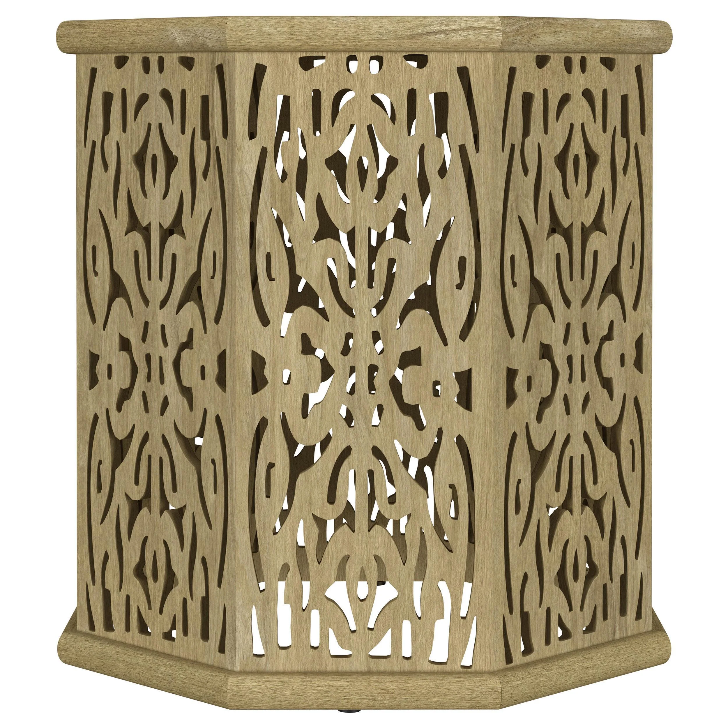 Torres Octagonal Solid Mango Wood Side Table Natural Brown - Image 3