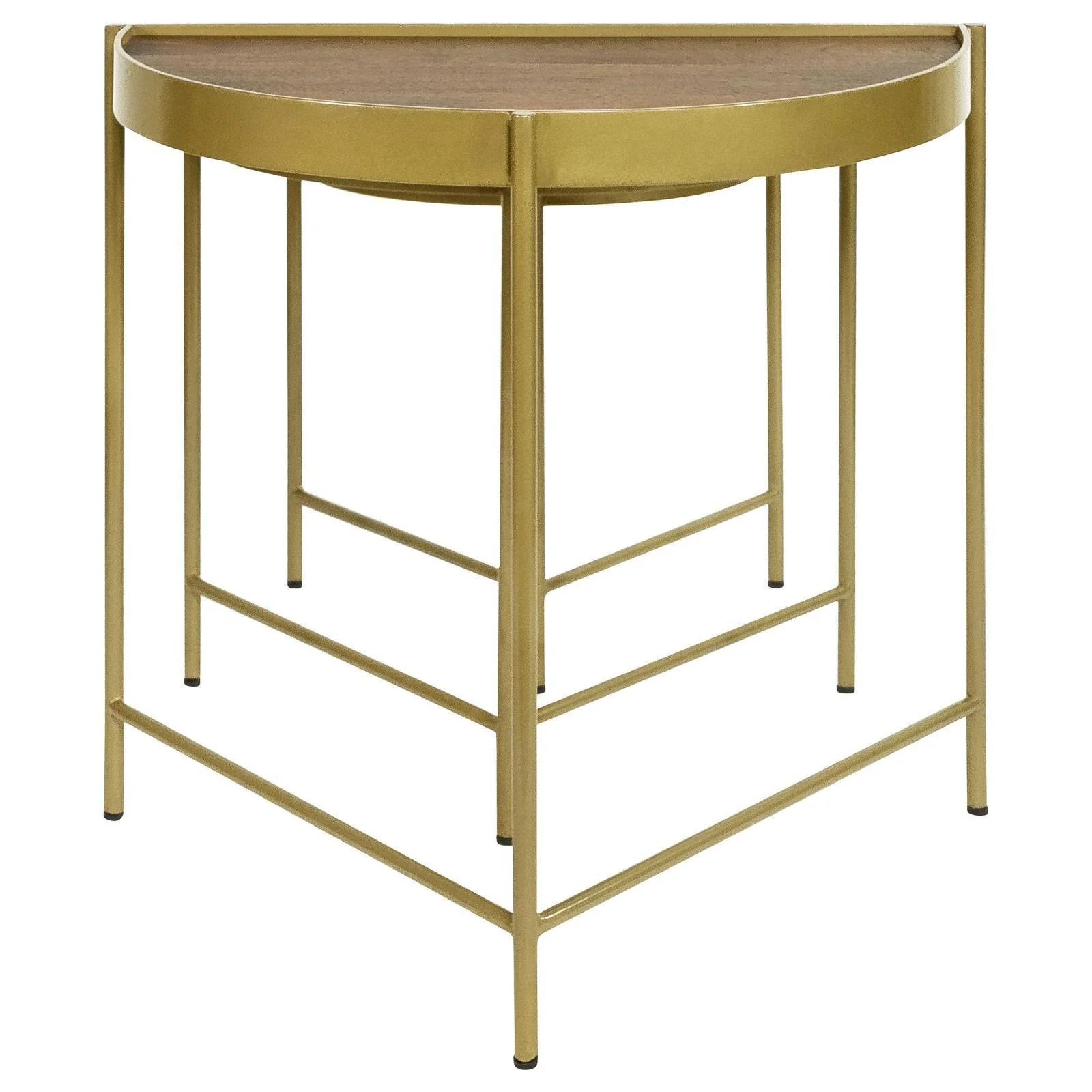 Tristen 3-Piece Demilune Nesting Table With Recessed Top Brown Gold - Image 3