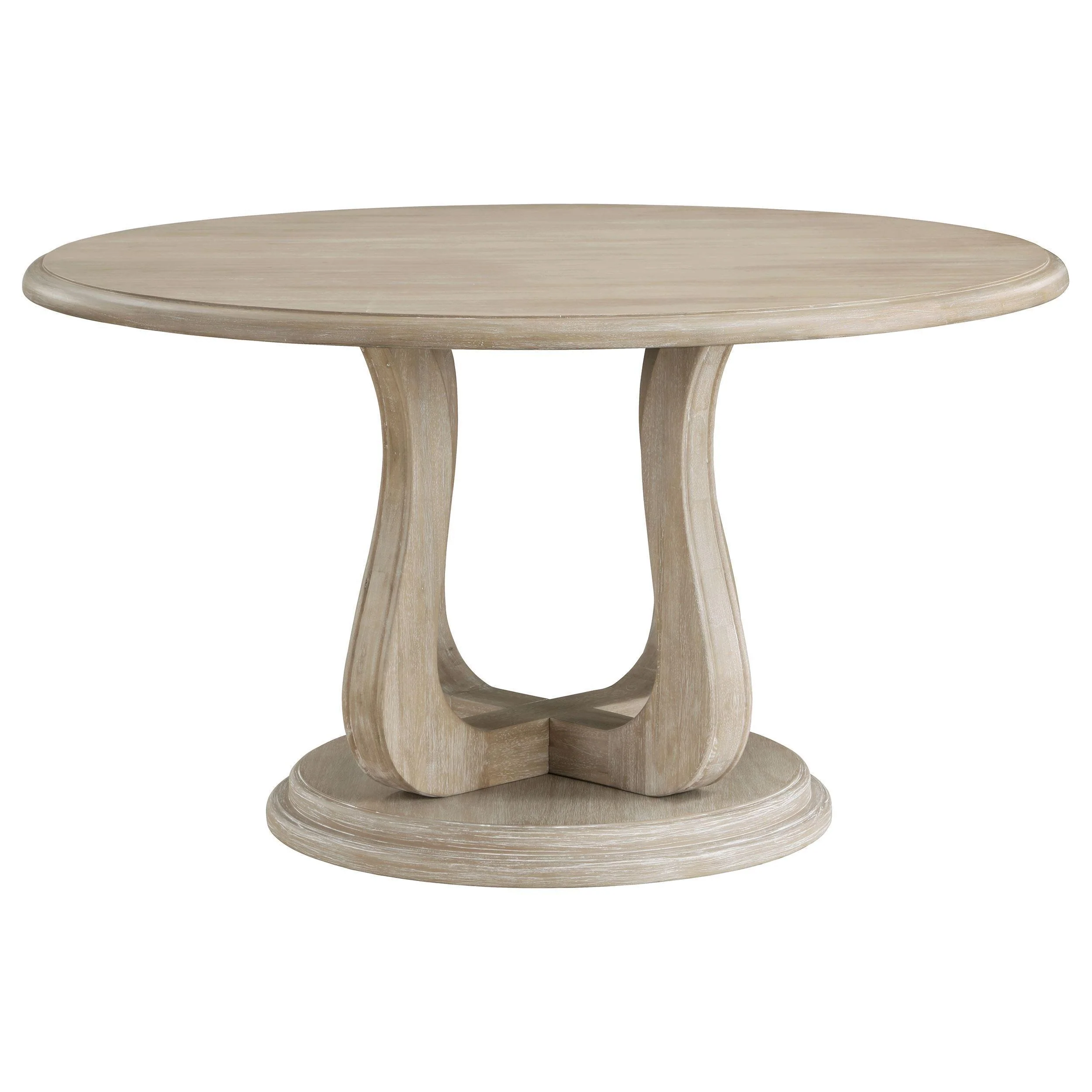 Trofello Round 60 inch Pedestal Dining Table White Washed - Image 3