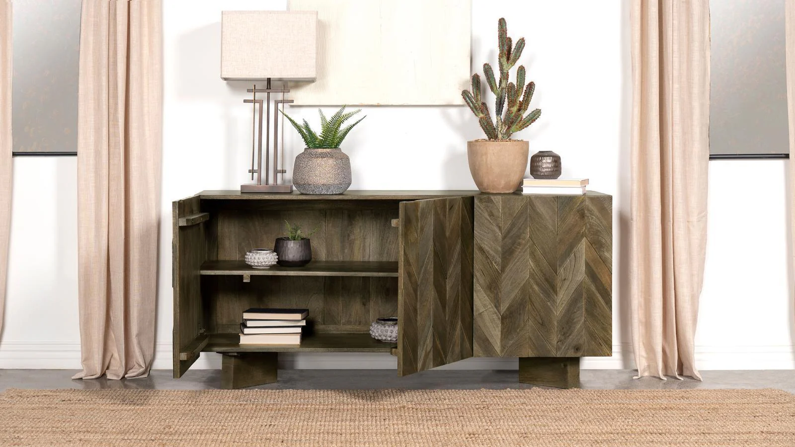 Tyler 3 door Dining Sideboard Server Mango Brown - Image 3