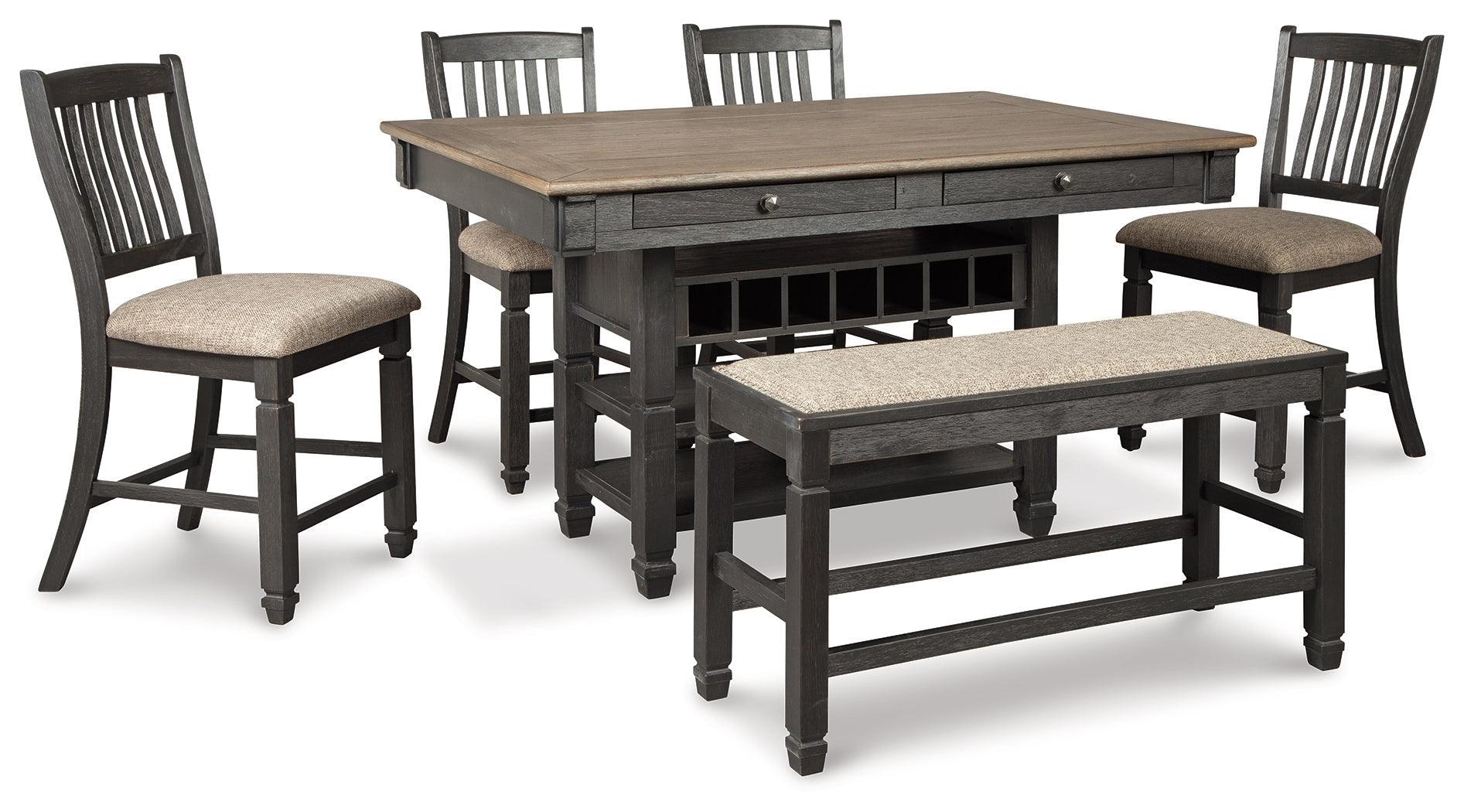 Tyler Black Gray Creek Counter Height Dining Table And 4 Barstools Bench - Image 2