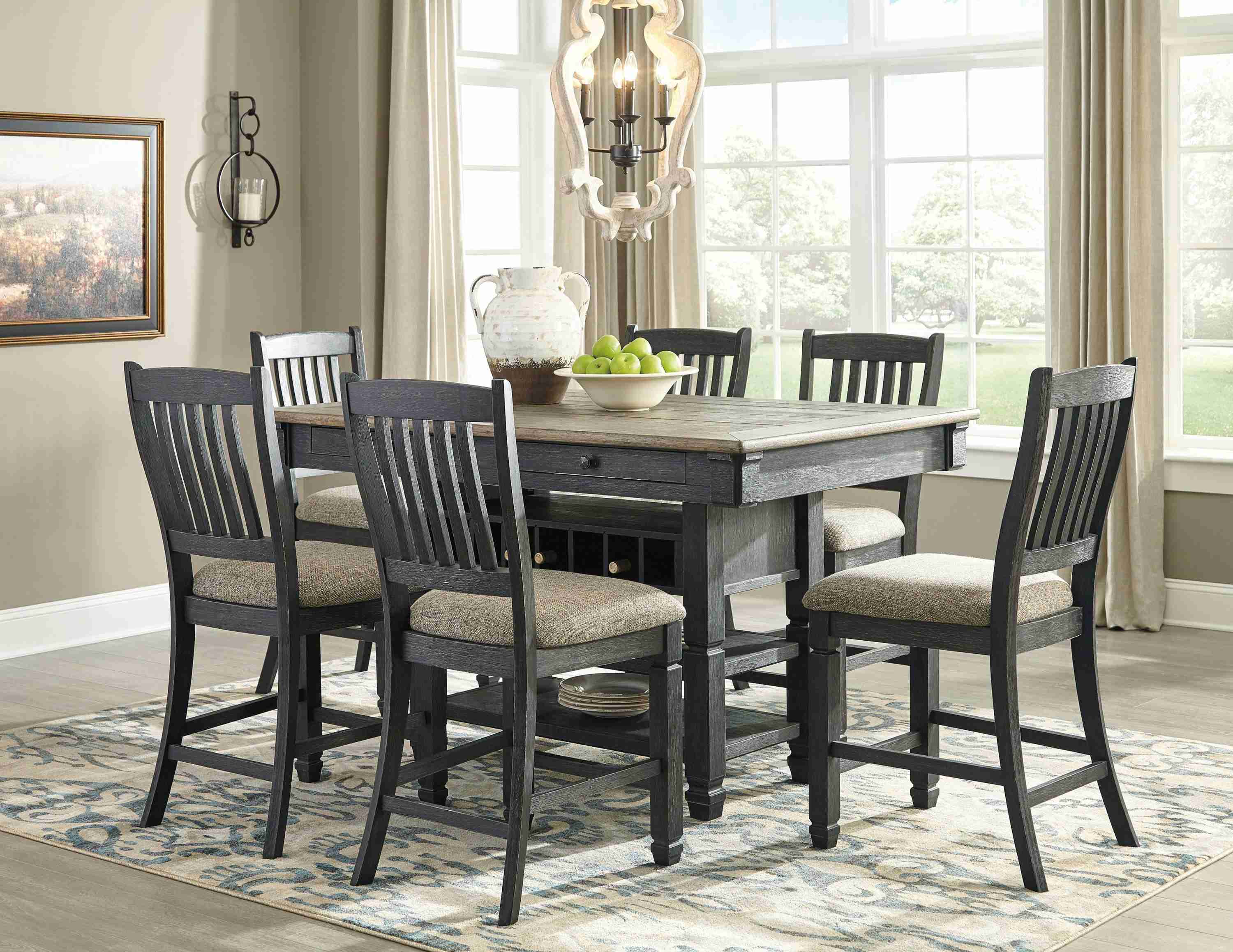 Tyler Black Gray Creek Counter Height Dining Table And 6 Barstools - Image 2