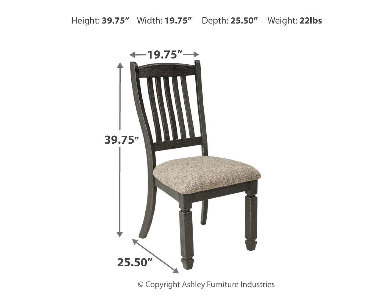 Tyler Black Grayish Brown Creek 2-Piece Dining Room Chair - Image 3