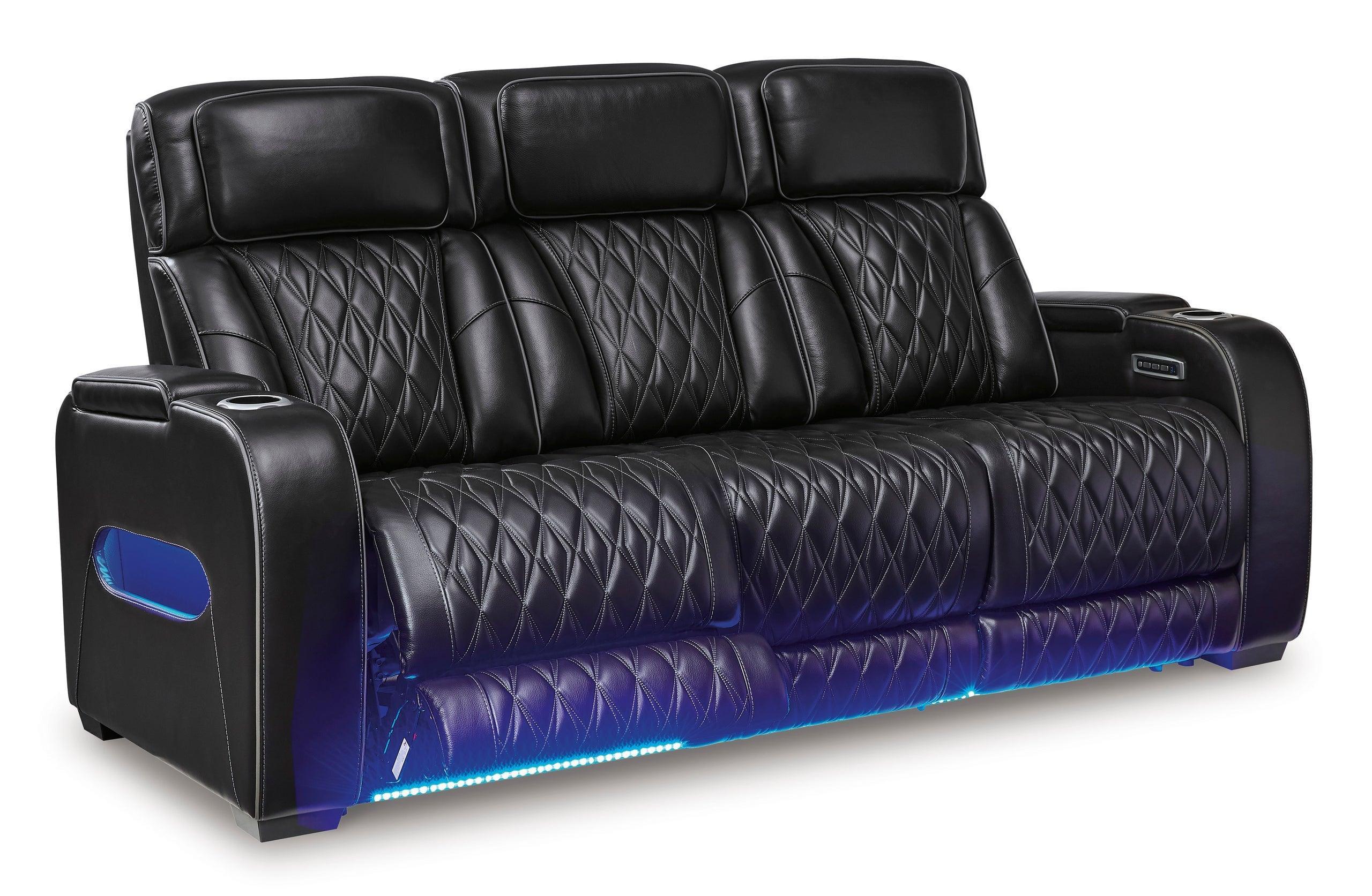 Uli Black Leather 3-Piece Power Reclining Set with Air Massage - Image 2