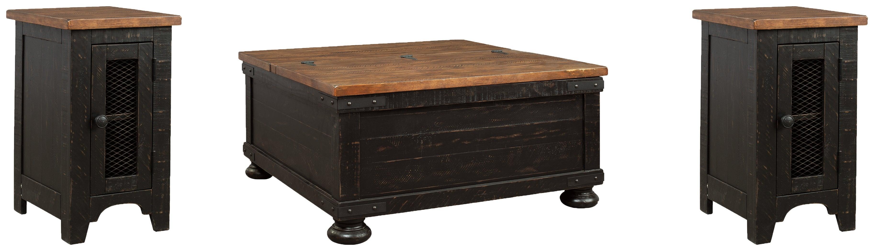 Valebeck Black Brown Coffee Table With 2 End Tables - Image 2