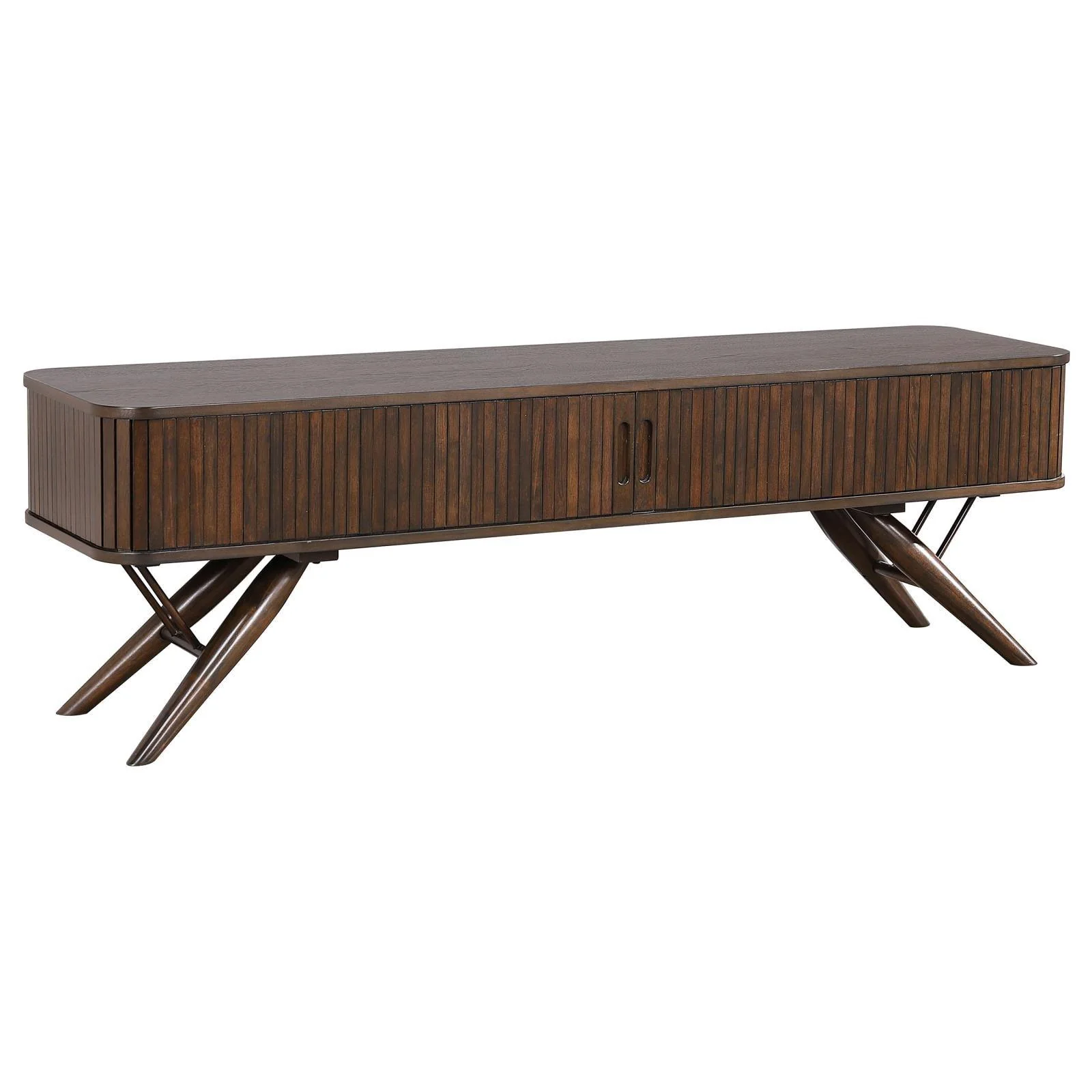 Valna Rectangular 71" TV Stand With Sliding Doors Walnut - Image 3