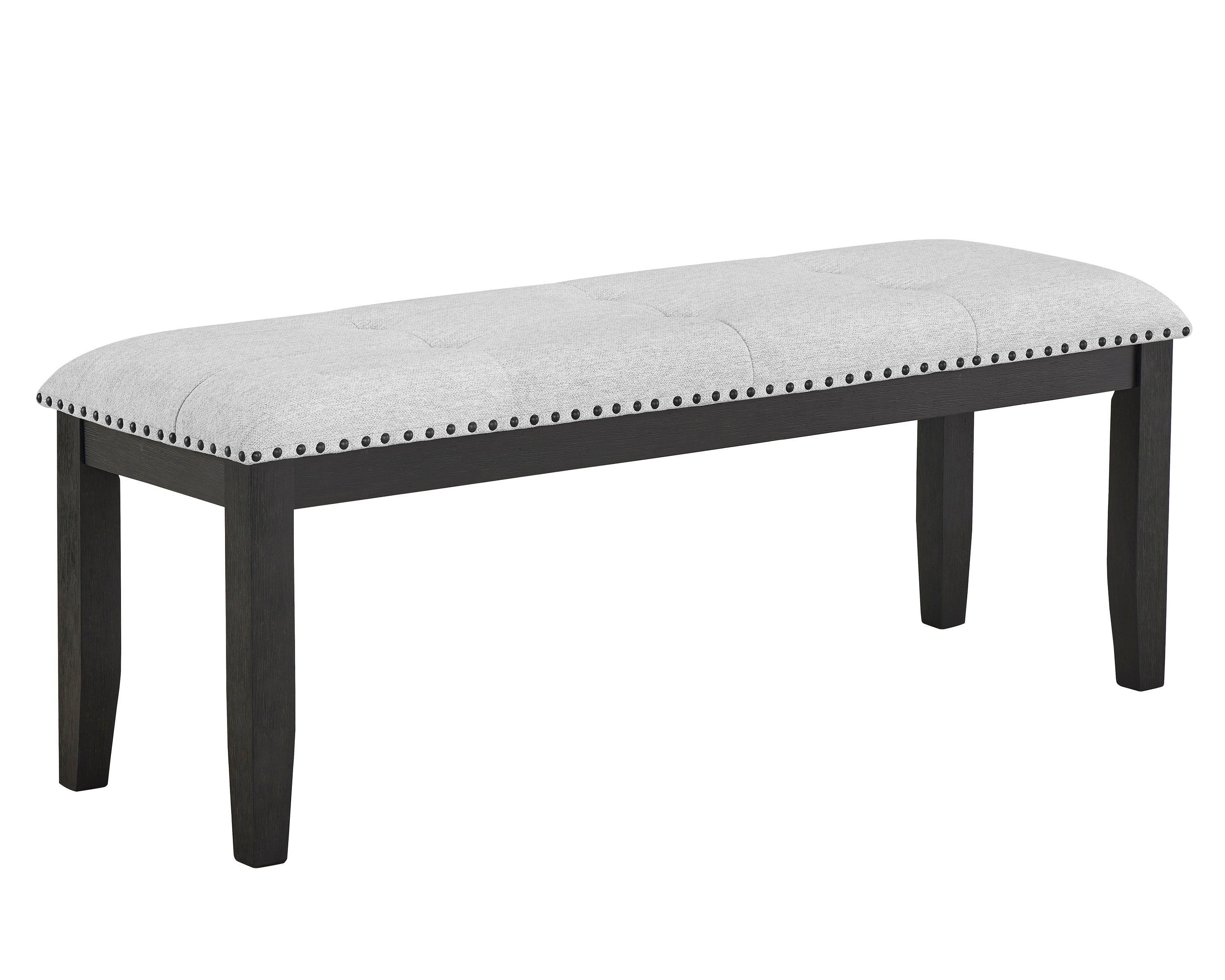 Vance Gray White Marble Top Fabric Upholstered Tufted Dining Room Set - Image 3