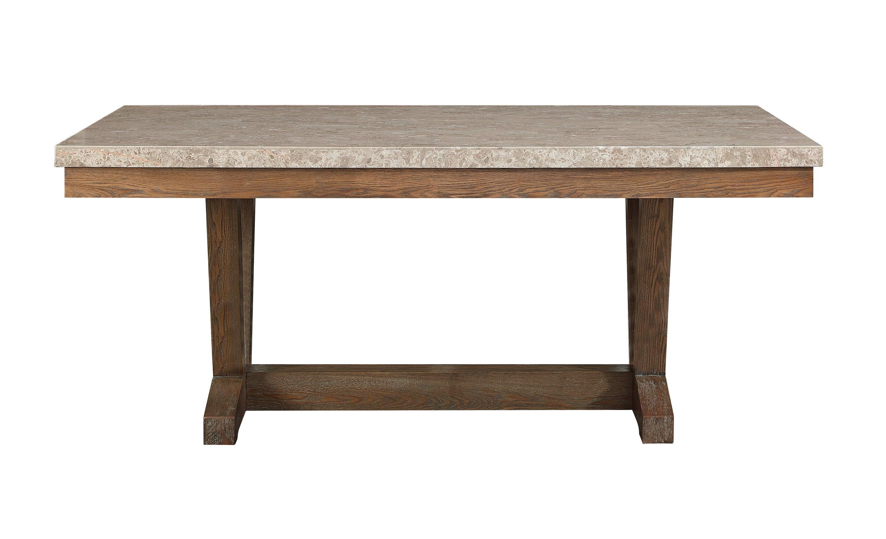 Vesper Brown Gray Marble Rectangular Dining Room Set - Image 3