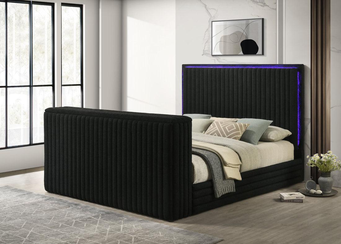 Villa Black Uphosltered LED Platform King Bed - Image 1