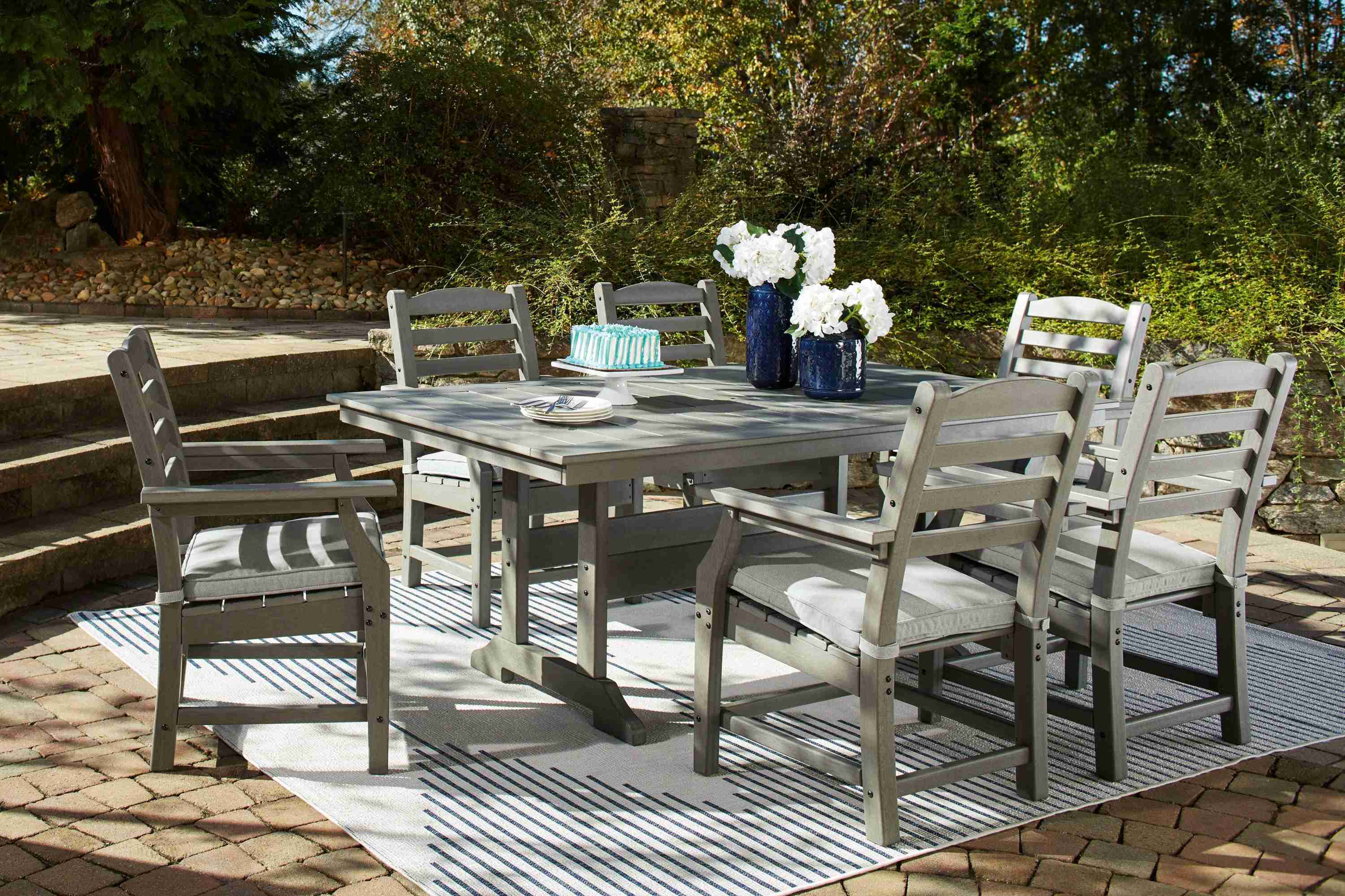 Visola Gray Outdoor Dining Table And 6 Chairs - Image 2