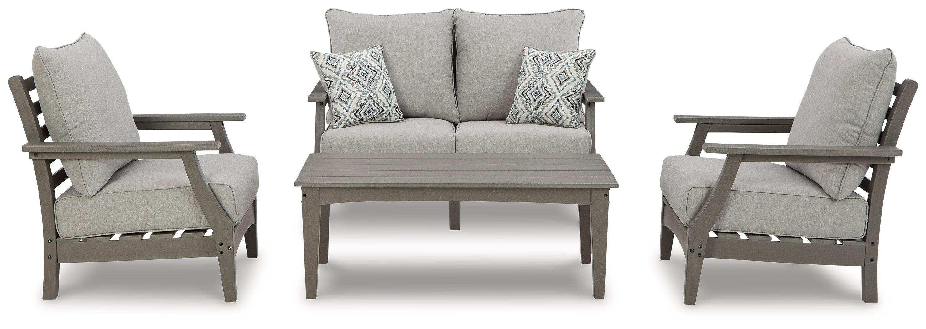 Visola Gray Outdoor Loveseat And 2 Chairs With Coffee Table - Image 3
