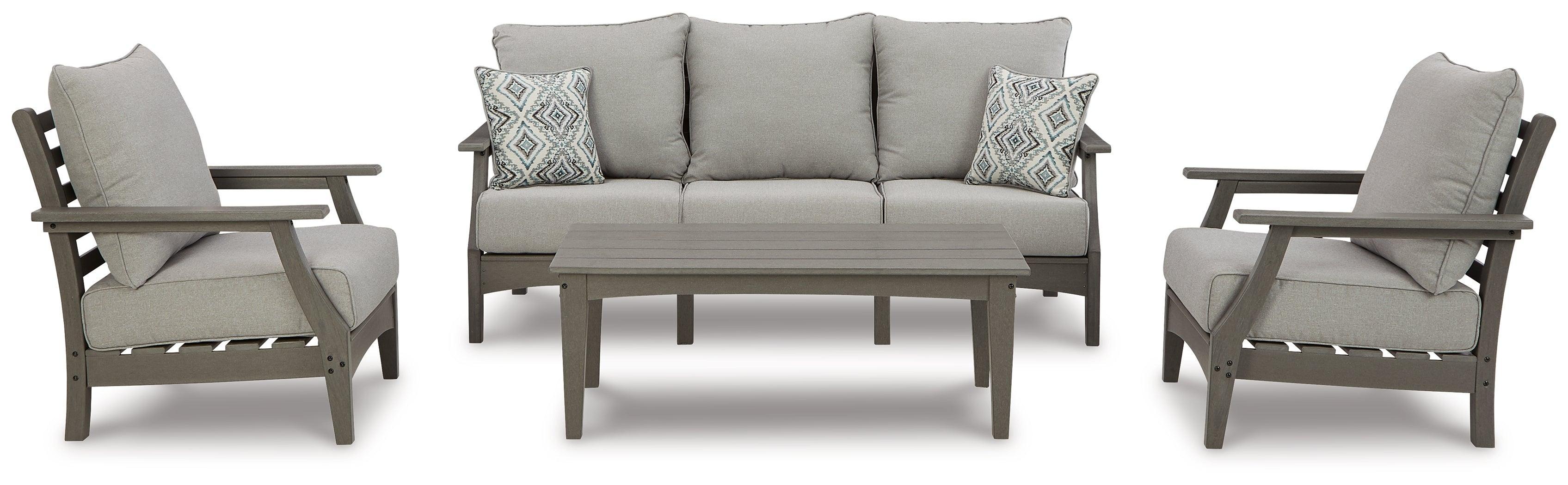 Visola Gray Outdoor Sofa And 2 Chairs With Coffee Table - Image 3