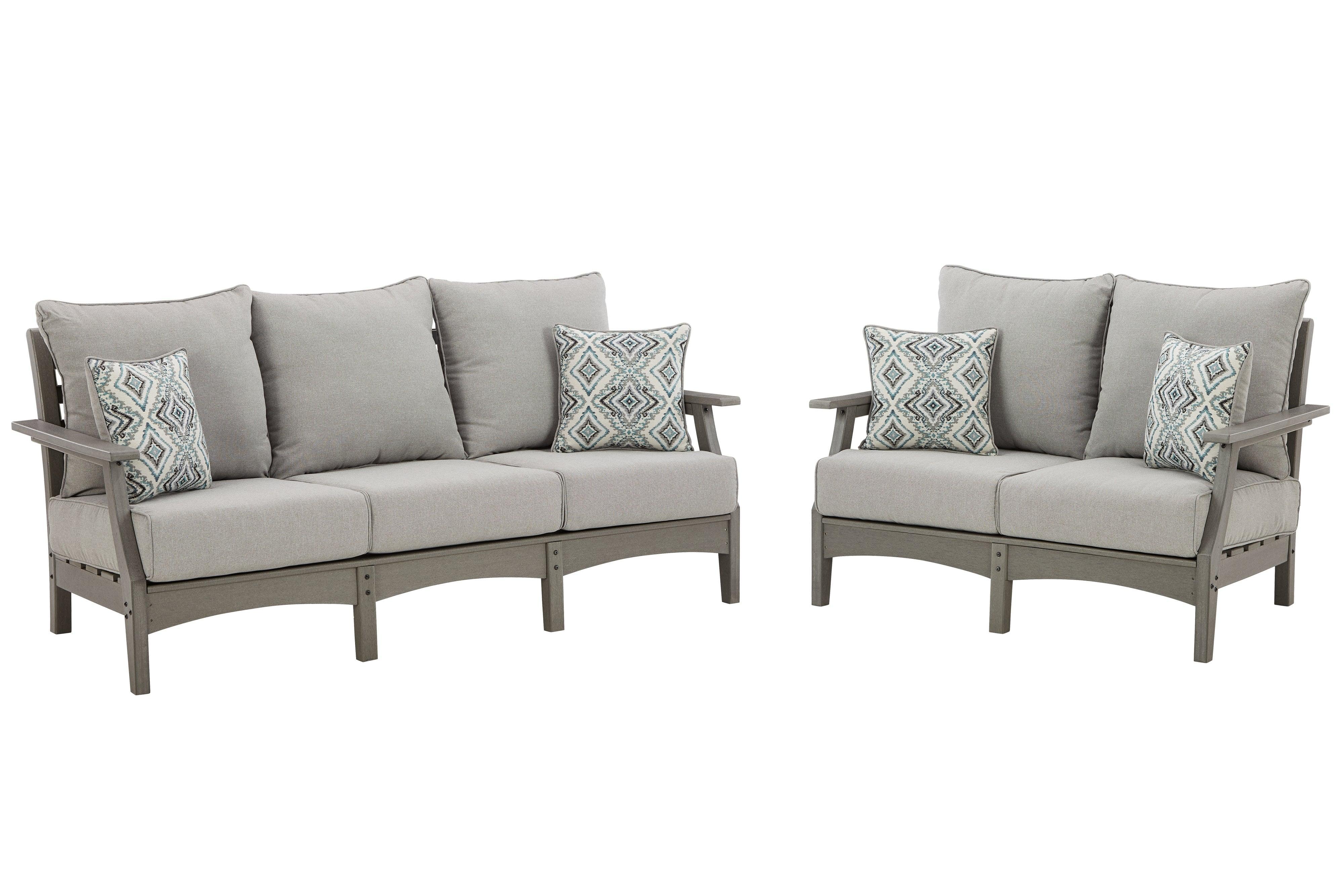 Visola Gray Outdoor Sofa And Loveseat - Image 2