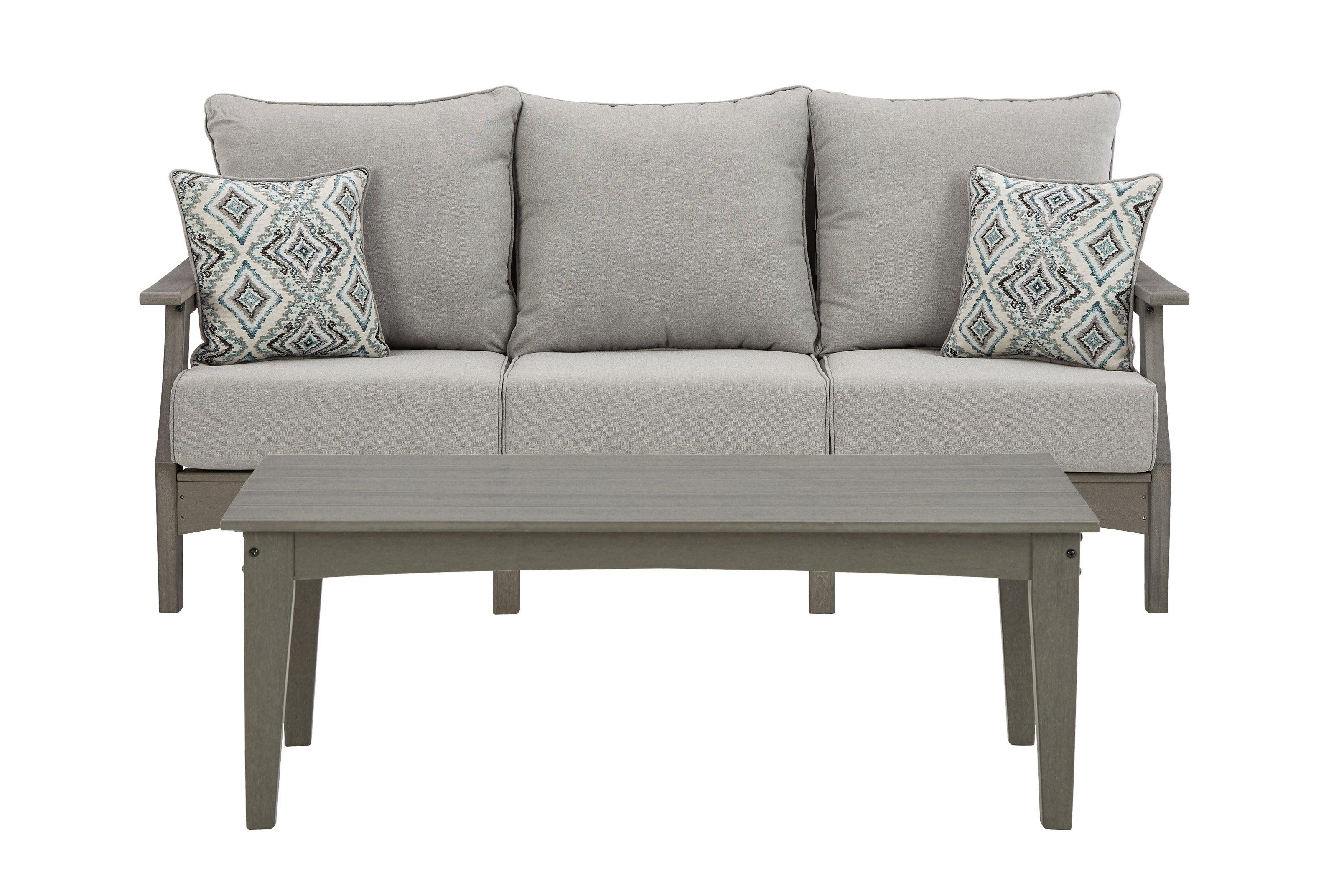 Visola Gray Outdoor Sofa With Coffee Table - Image 2
