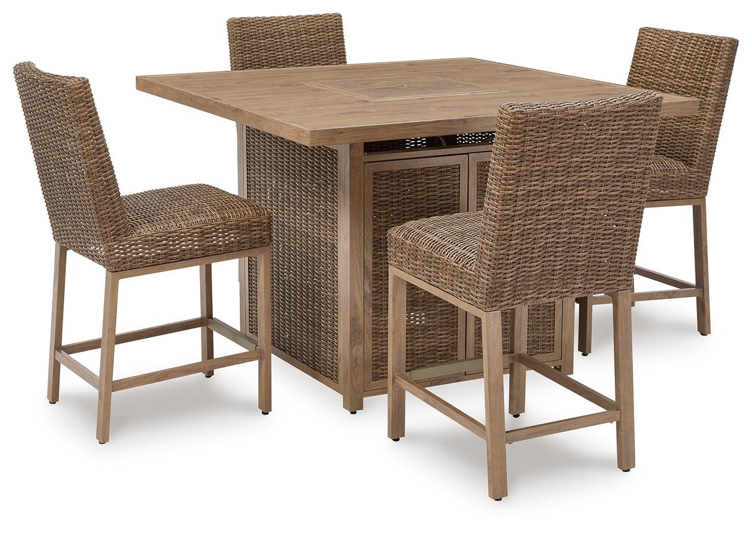 Walton Driftwood Bridge Outdoor Bar Table And 4 Barstools - Image 3
