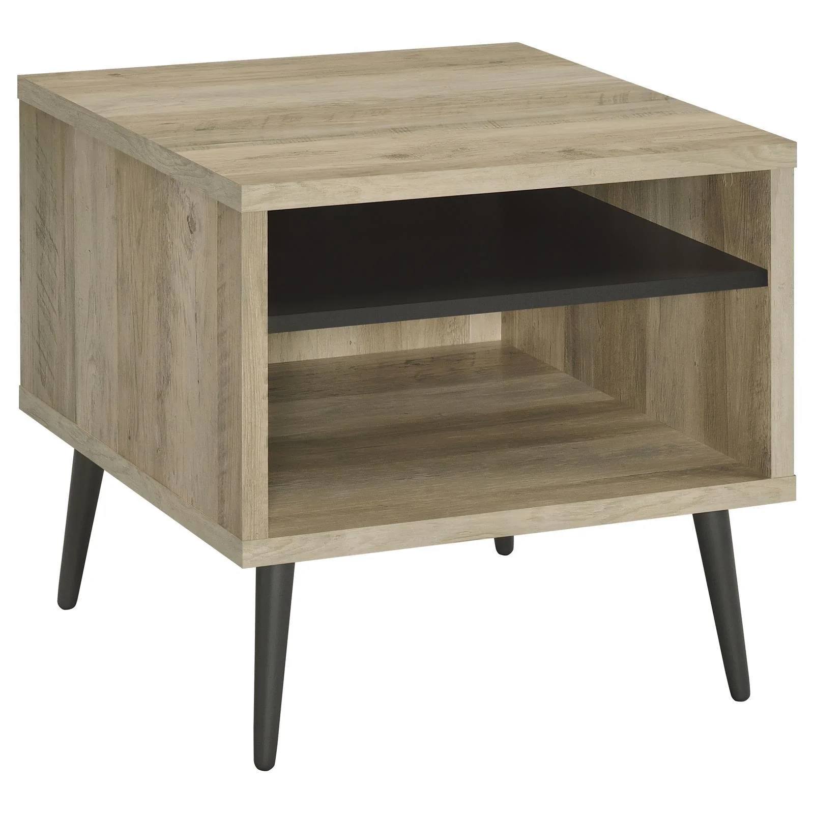 Welsh Square Wood End Table With Shelf Antique Pine Grey - Image 1