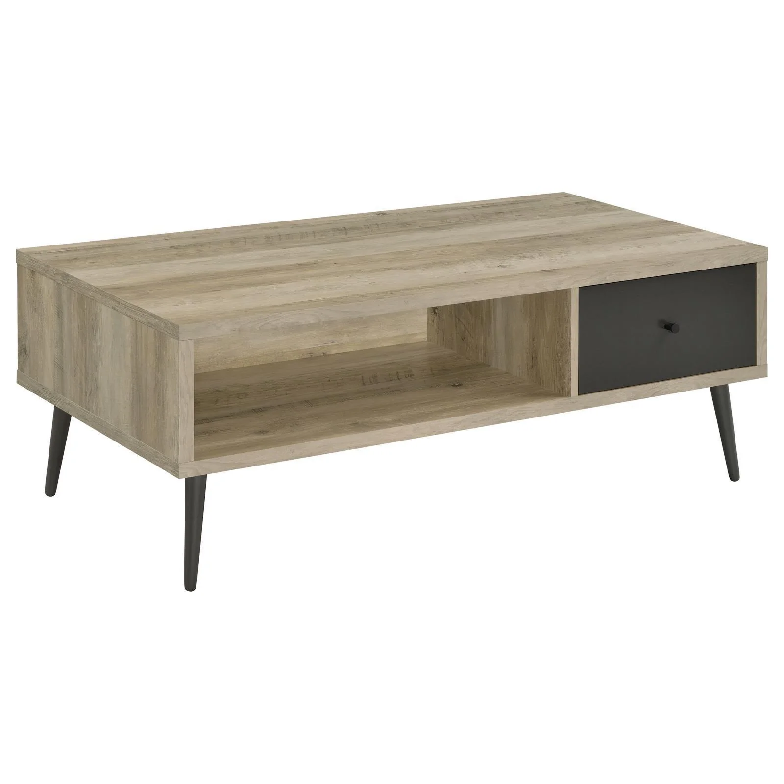Welsh Drawer Rectangular Wood Coffee Table With Storage Shelf Antique Pine Grey - Image 1
