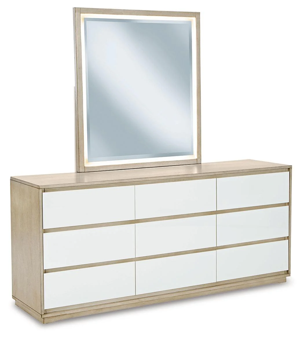 Wendora Bisque White Upholstered Panel Bedroom Set - Image 2