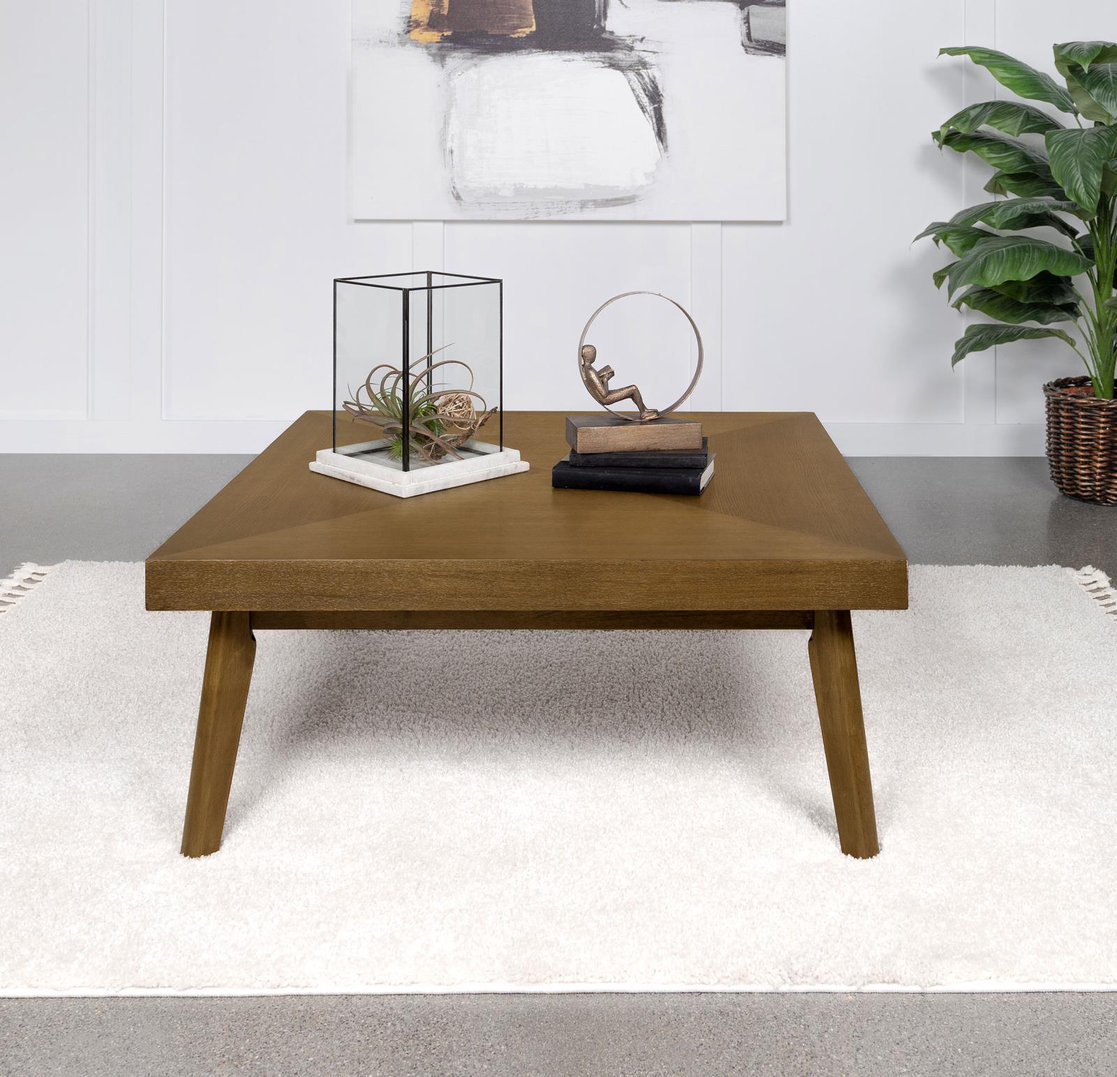 Westerly Square Wood Coffee Table With Diamond Parquet Walnut - Image 2
