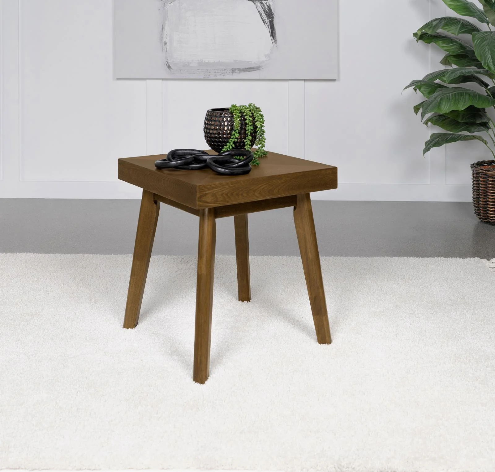 Westerly Square Wood End Table With Diamond Parquet Walnut - Image 2