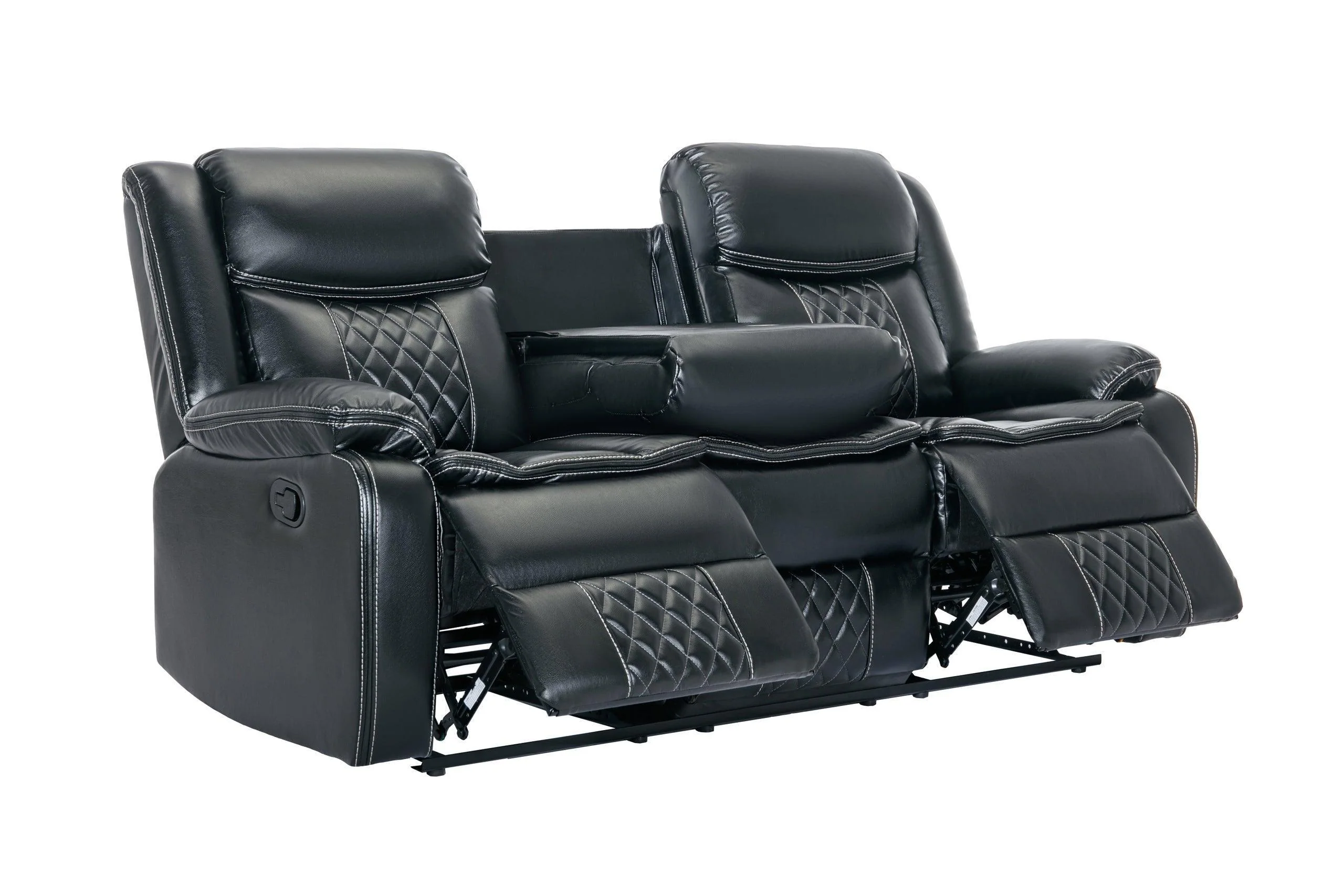 Weston Black Faux Leather 3-Piece Reclining Living Room Set - Image 2