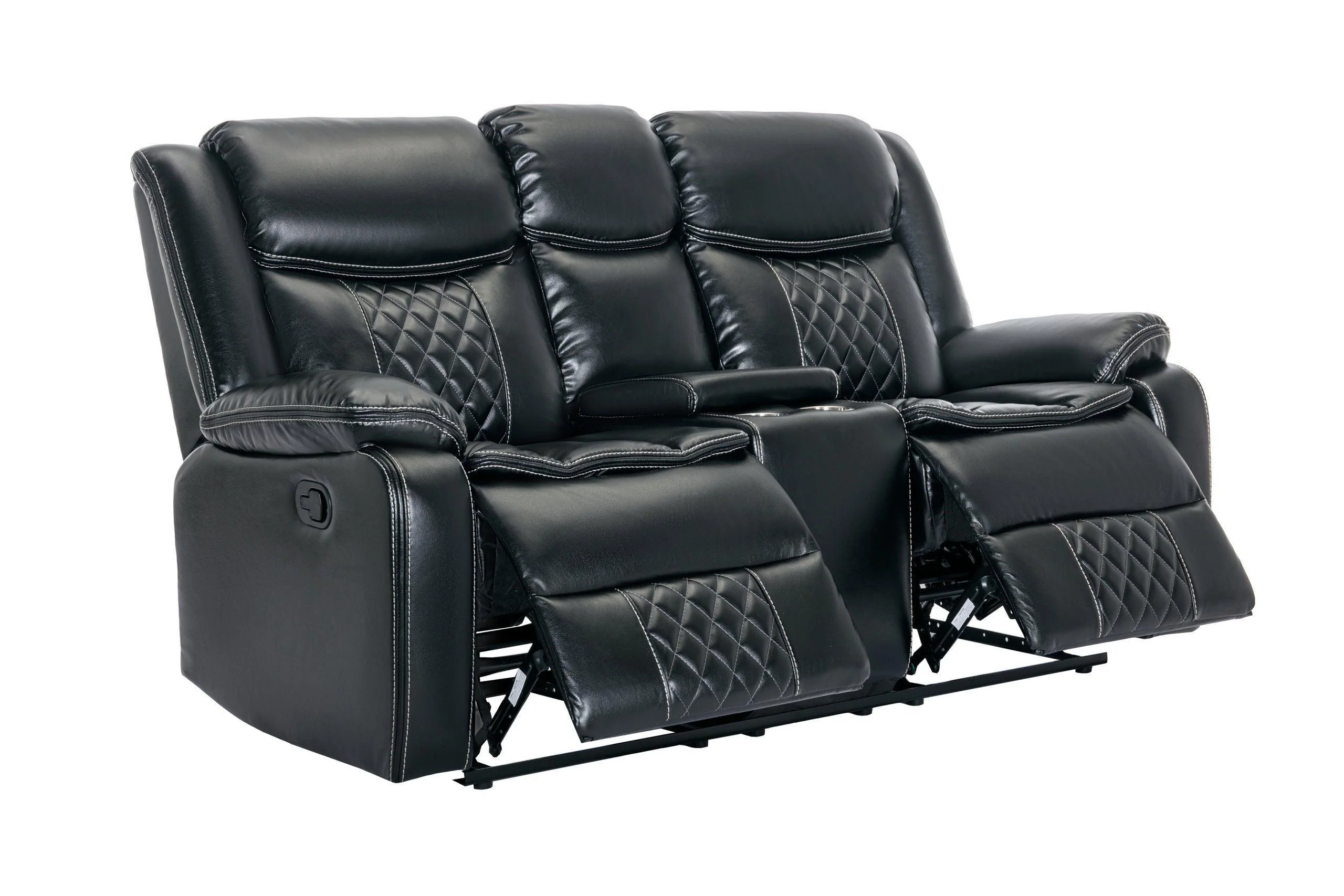 Weston Black Faux Leather 3-Piece Reclining Living Room Set - Image 3