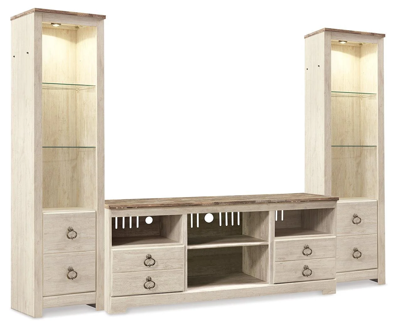 Willowton Whitewash 3-Piece Entertainment Center - Image 2