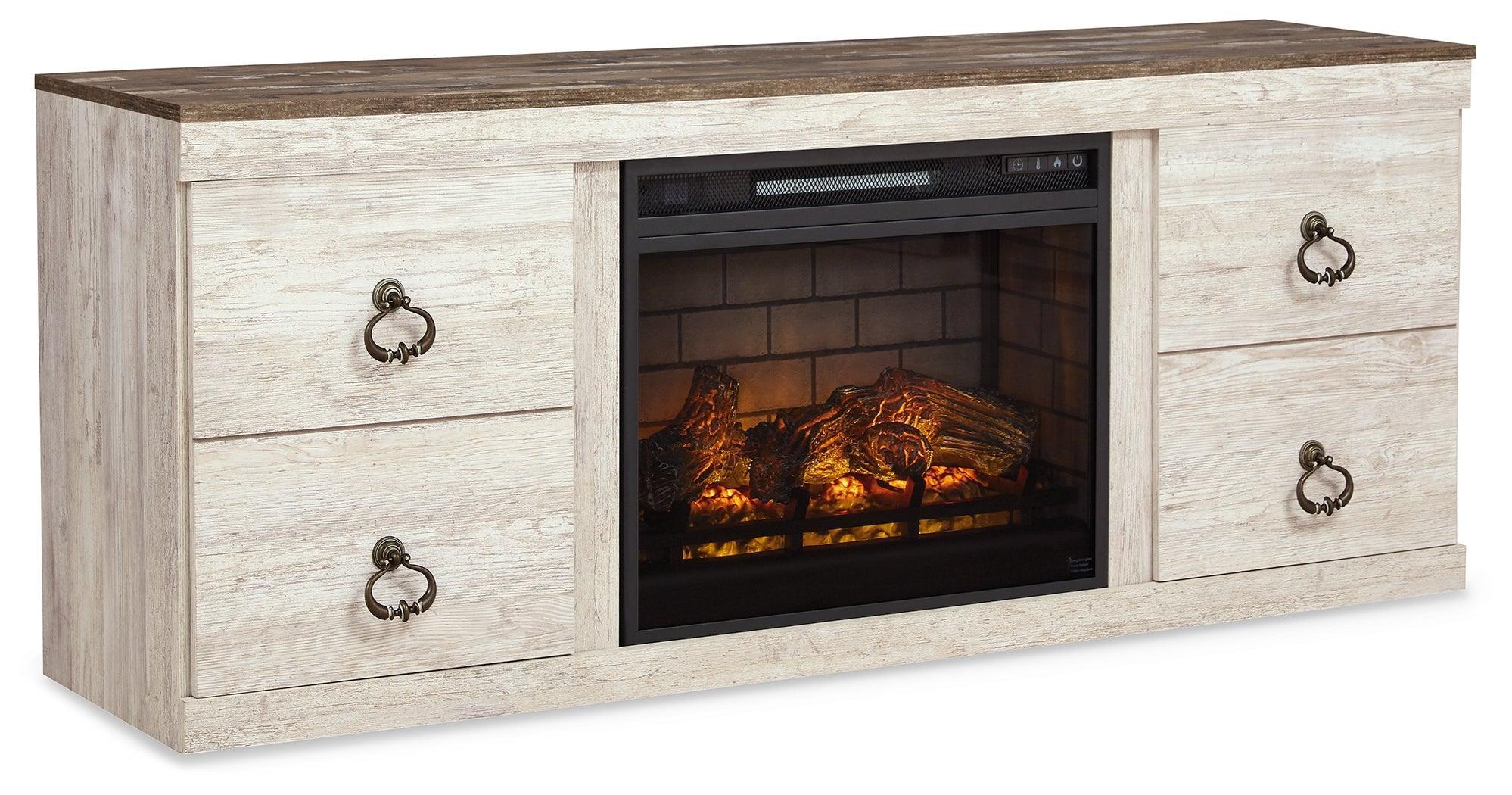 Willowton Whitewash 4-Piece Entertainment Center With Electric Fireplace - Image 3