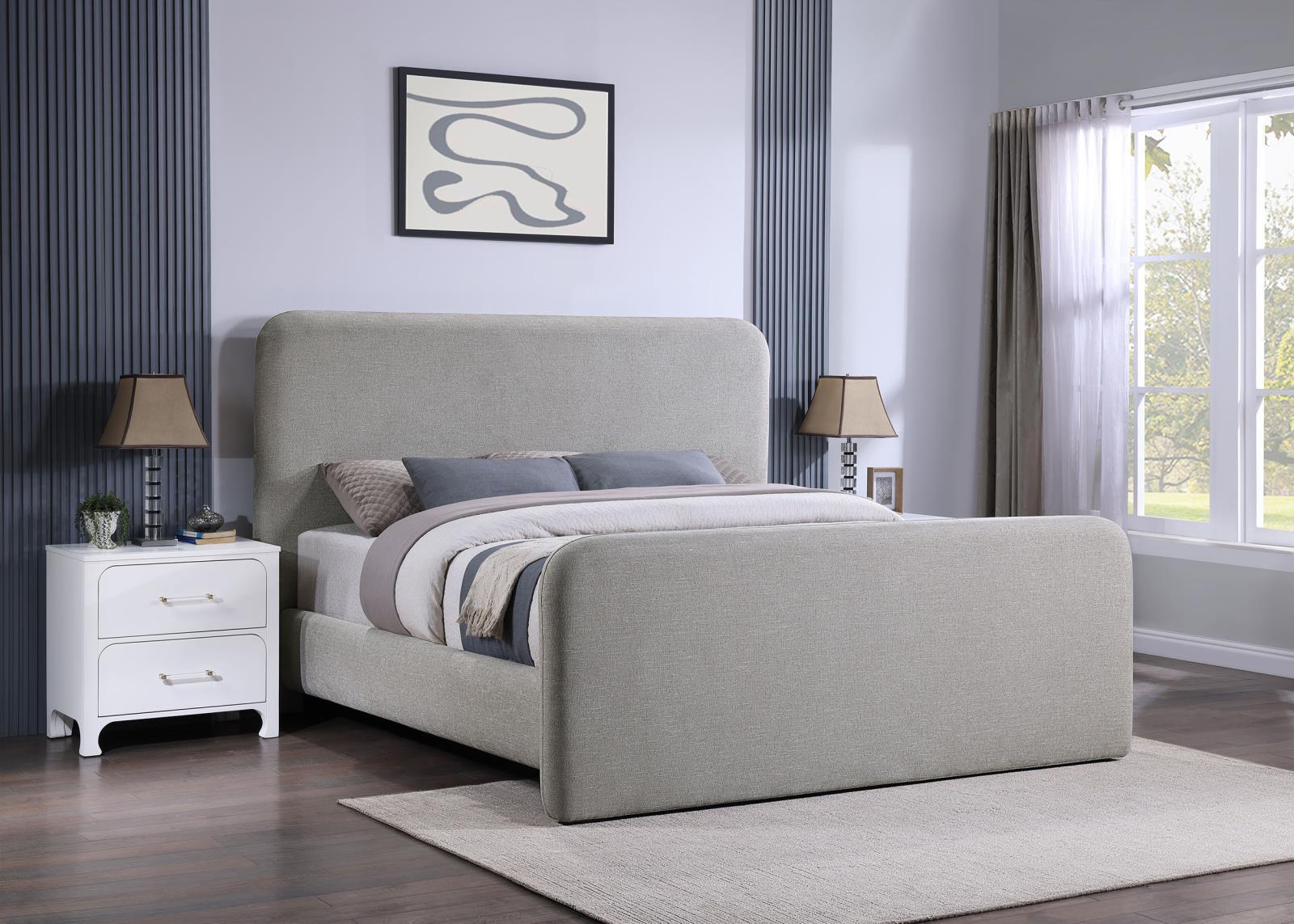 Wren Upholstered King Platform Bed Grey - Image 1